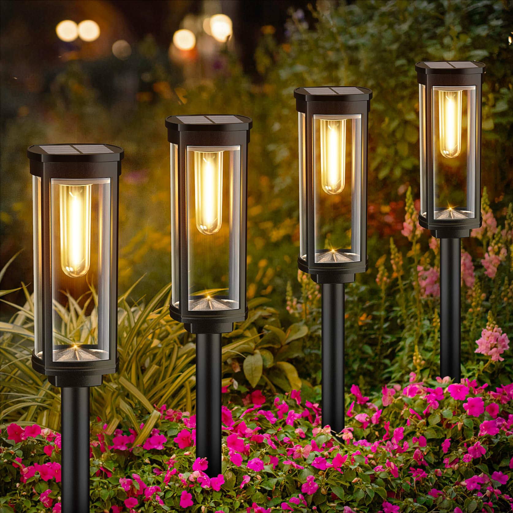 8 Pack Solar Pathway Lights Outdoor - Waterproof IP65 Solar Powered Garden Lights with Auto On/Off for Lawn, Patio, Walkway & Driveway - Perfect Landscape Lighting for Gardens, Yards and Outdoor Decor