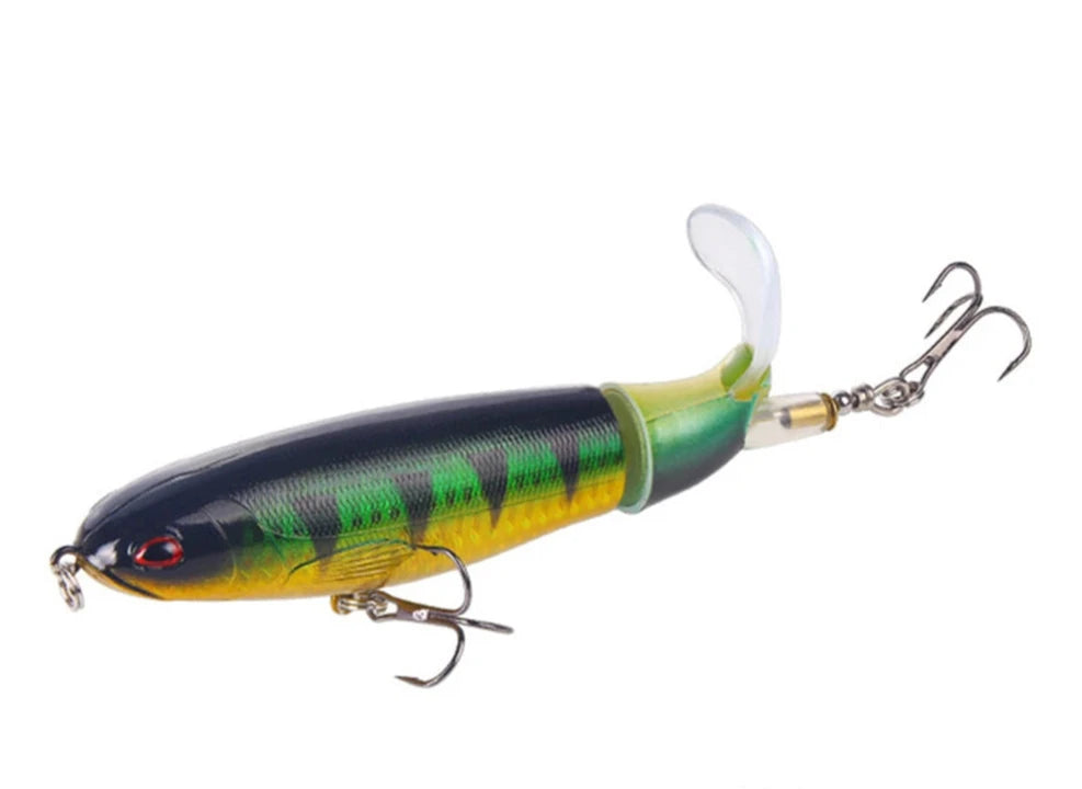 Whopper Popper Fishing Lure - Soft Rotating Tail Artificial Bait for Bass, Trout & Pike - Topwater Fishing Lures for Freshwater & Saltwater