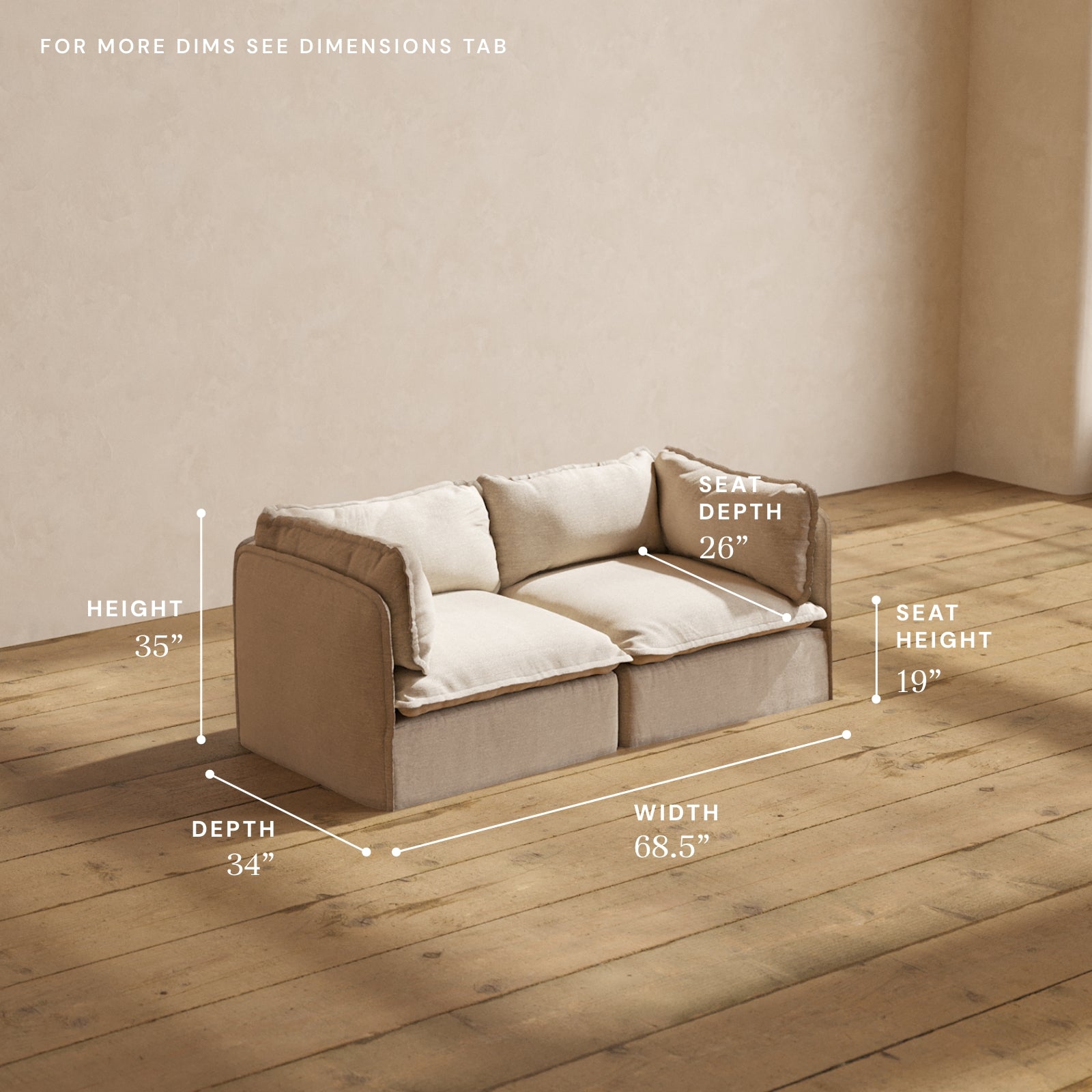 Premium Modular Performance 2-Seater Sofa in Oat Color | Luxe Fabric Blend | Perfect for Living Rooms, Home Theaters & Office Lounges