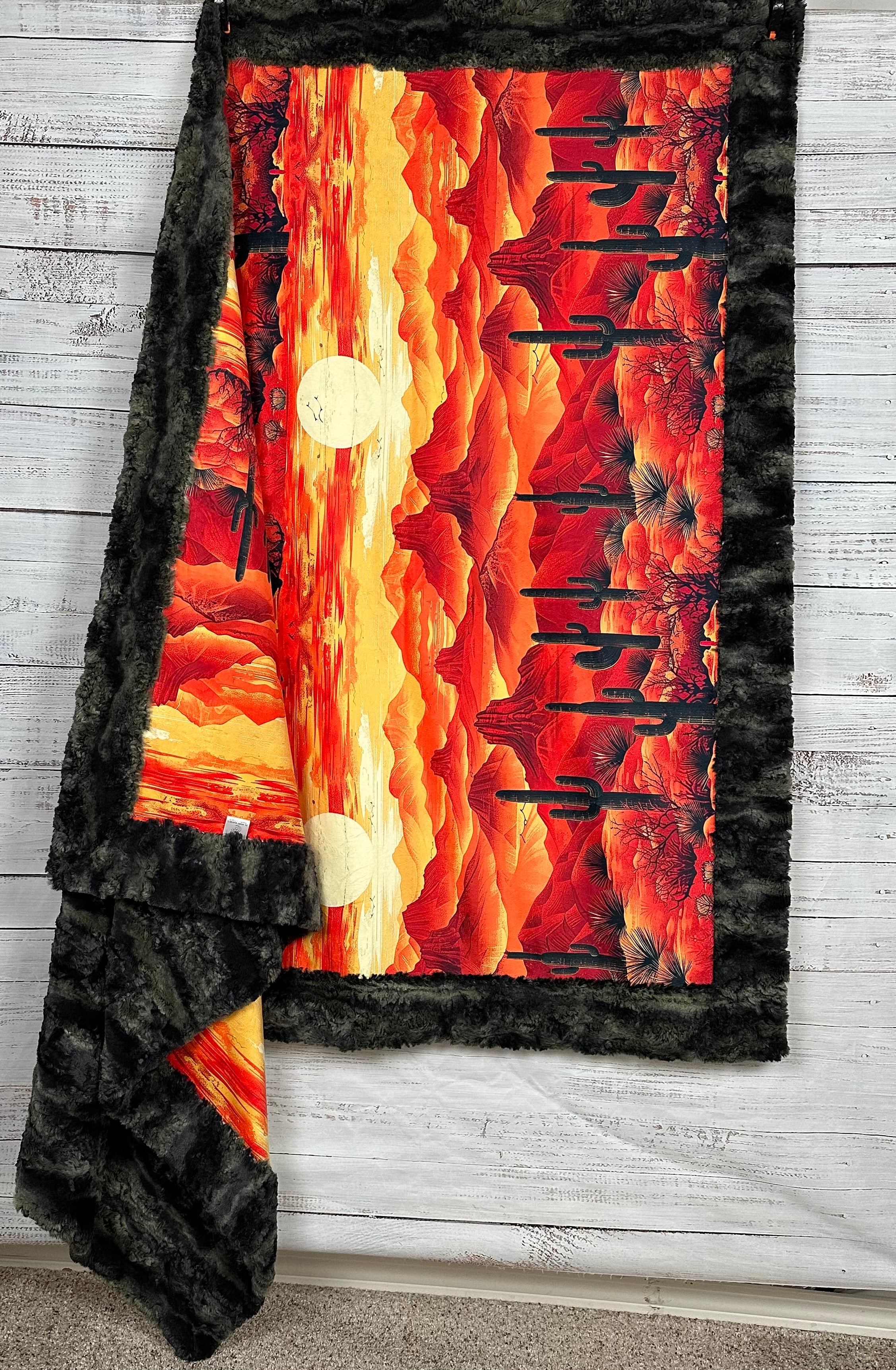 Arizona Desert Sunset Camouflage Luxe Large 55x79 Minky Blanket - Soft Cozy Throw for Bed, Couch & Outdoor Camping