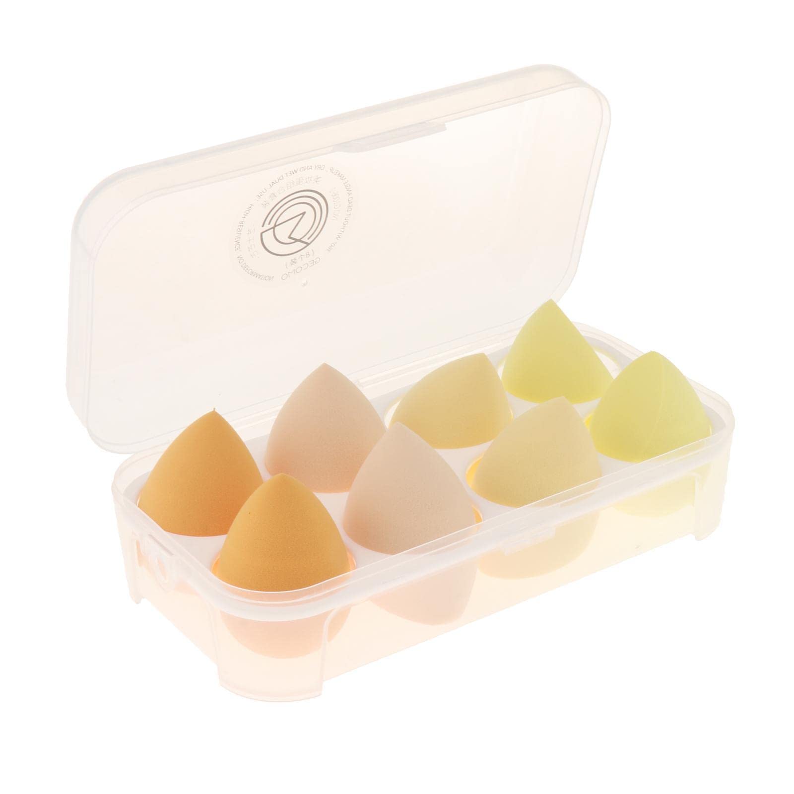 8-Piece Beauty Makeup Sponge Set - Soft Blender Sponges for Foundation, Concealer & Powder - Cheese & Mango Shape - Perfect for Professional Makeup Application & Travel