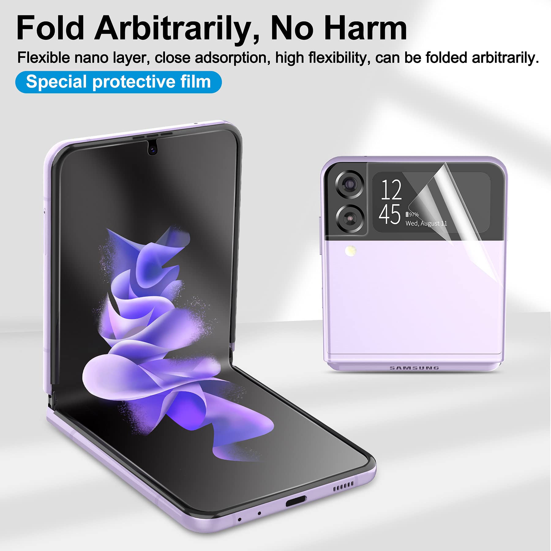 Foluu 6-Piece Screen Protector Set for Samsung Galaxy Z Flip 3 5G (2021) - 2x Front, 2x Inside, 2x Back Screen Protectors - Bubble-Free Installation - Perfect for Everyday Protection & Scratch Prevention
