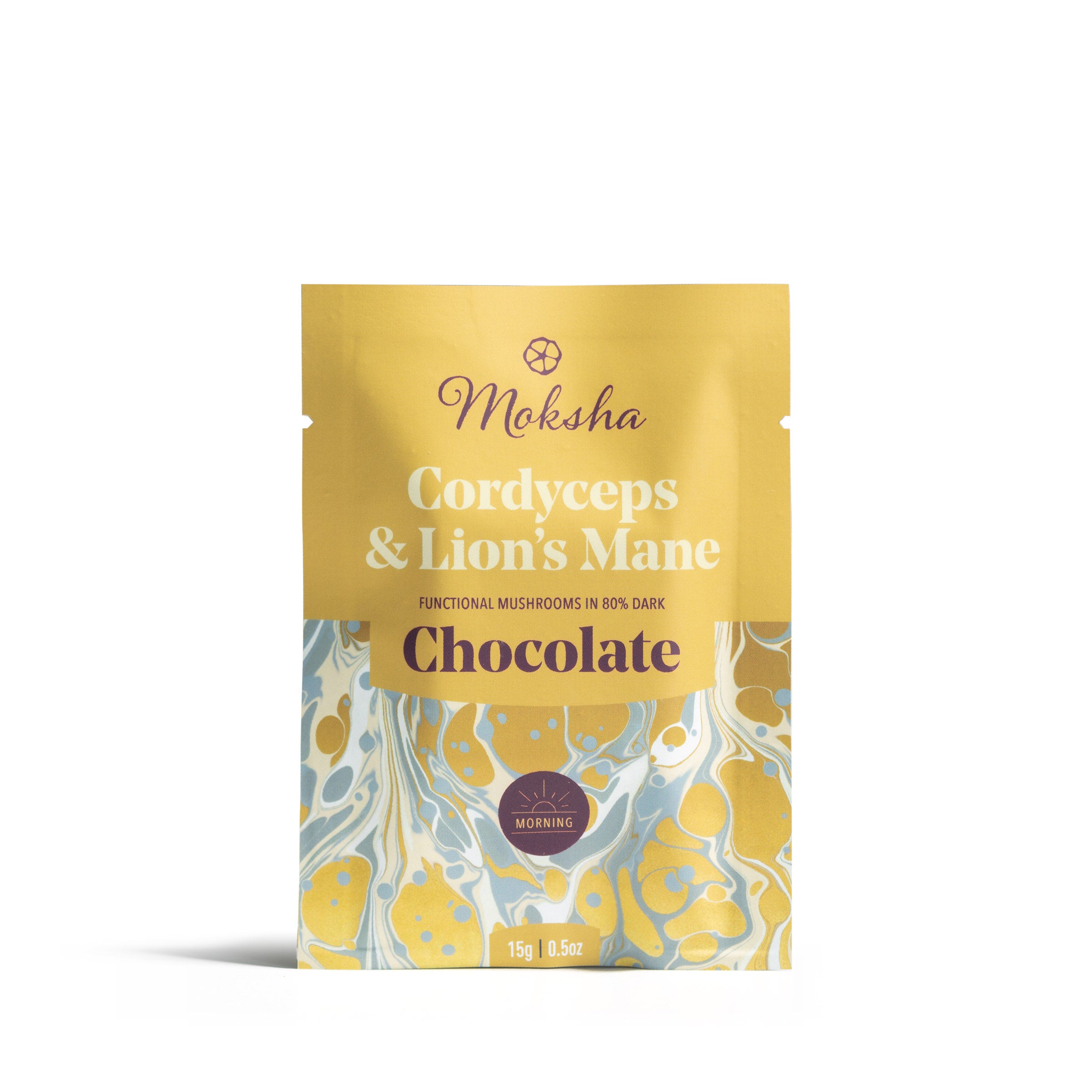 Organic Moksha Cordyceps & Lion's Mane Dark Chocolate Bar 80% Cocoa - Immune Support & Brain Boost Supplement - Perfect for Meditation, Yoga & Healthy Snacking