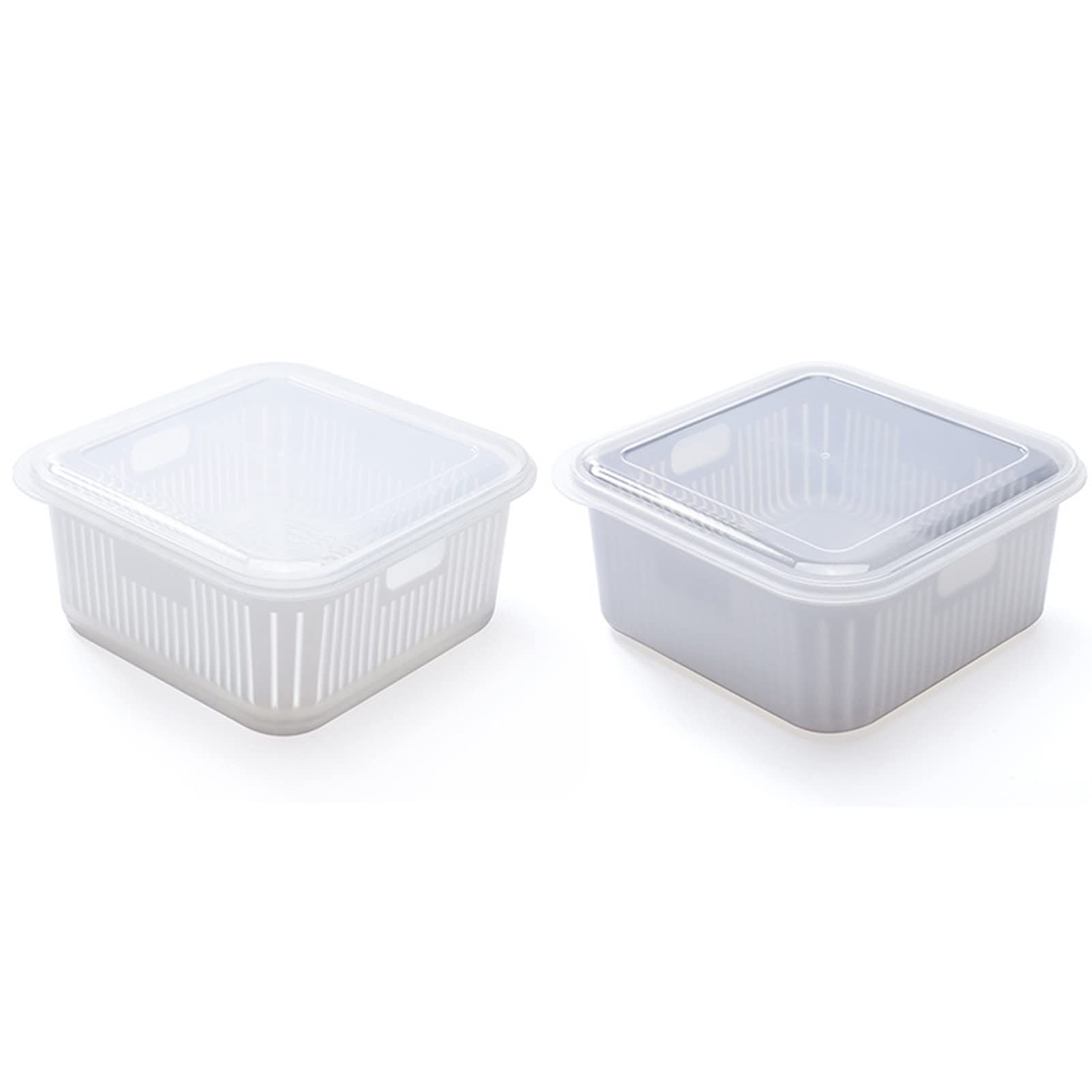 2-Pack Double Layer Vegetable Crisper Storage Box with Drain Basket & Lid - Refrigerator & Pantry Organizer for Fresh Produce, Fruits, and Herbs - Perfect for Kitchen Storage and Meal Prep
