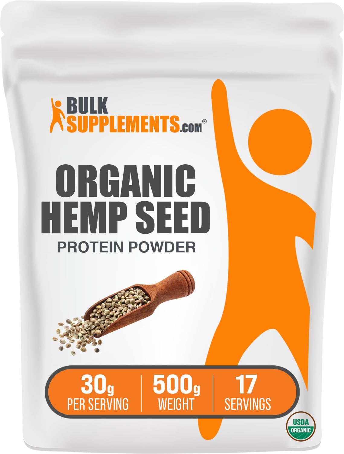 Organic Hemp Seed Protein Powder by BulkSupplements - Vegan, Unsweetened Superfood Supplement (500g/1.1lb) for Smoothies, Baking & Post-Workout Recovery