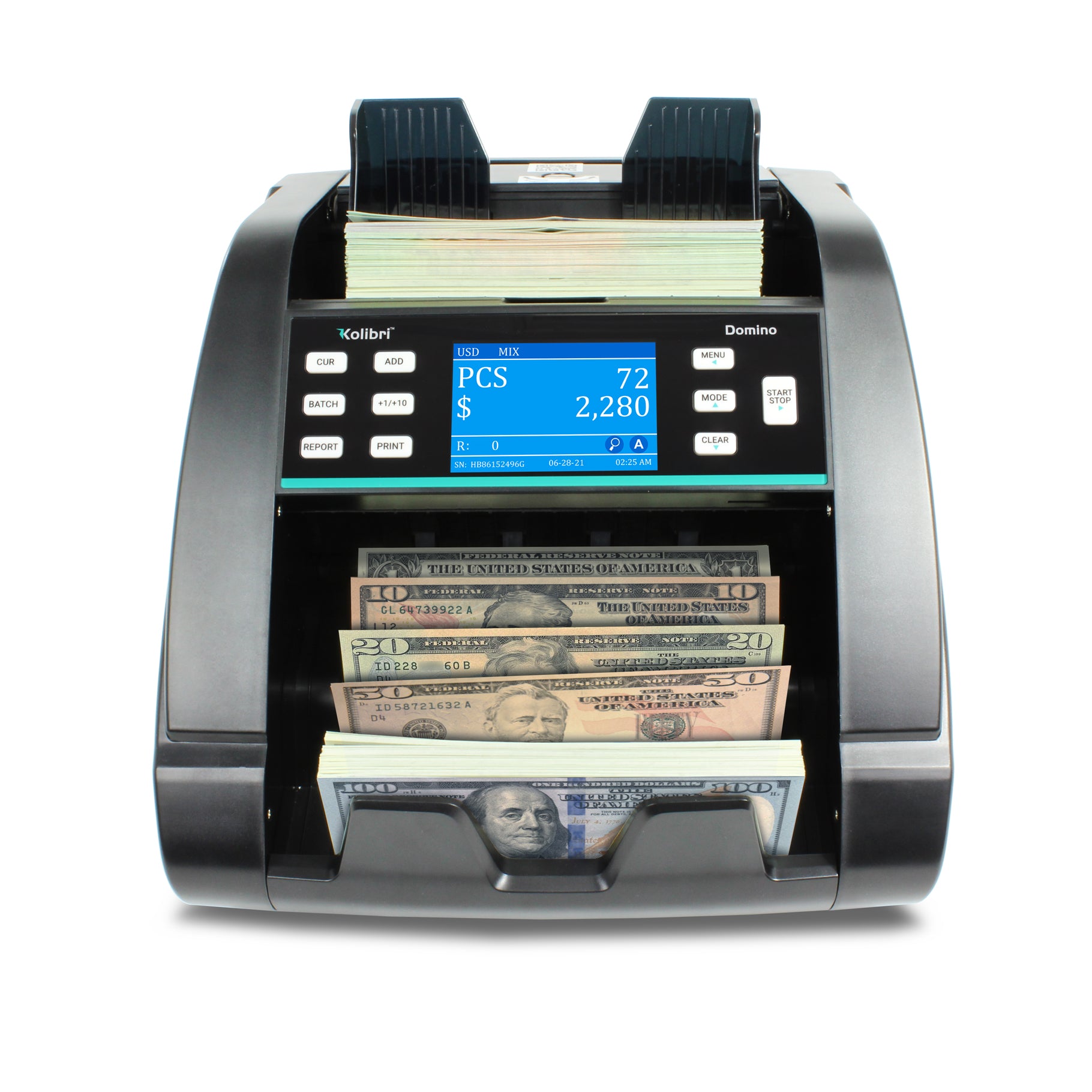 Kolibri Domino Mixed Bill Counter, Sorter and Reader - High Speed Currency Counting Machine for Banks & Retail Stores - Perfect for Cash Handling & Financial Management