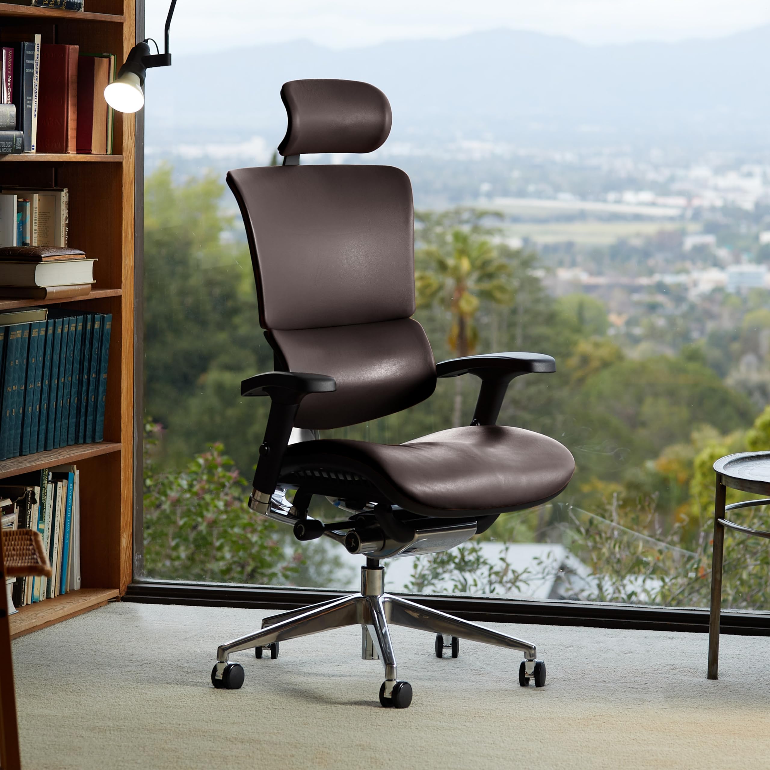 Premium X-Chair X4 Ergonomic Executive Office Chair - Genuine Brown Leather, Adjustable Lumbar Support & Floating Recline Technology | Ideal for Home Office, Corporate Boardrooms & Professional Workspaces