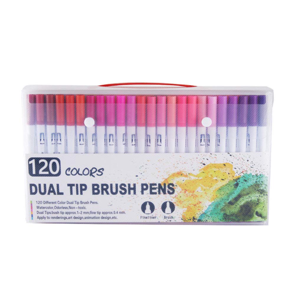 YHWW 100-Piece Dual Tip Watercolor Brush Pens Set - FineLiner & Brush Tips for Drawing, Painting, Manga Coloring, Calligraphy (Includes 120 White Color) - Perfect for Artists, Students & DIY Craft Projects