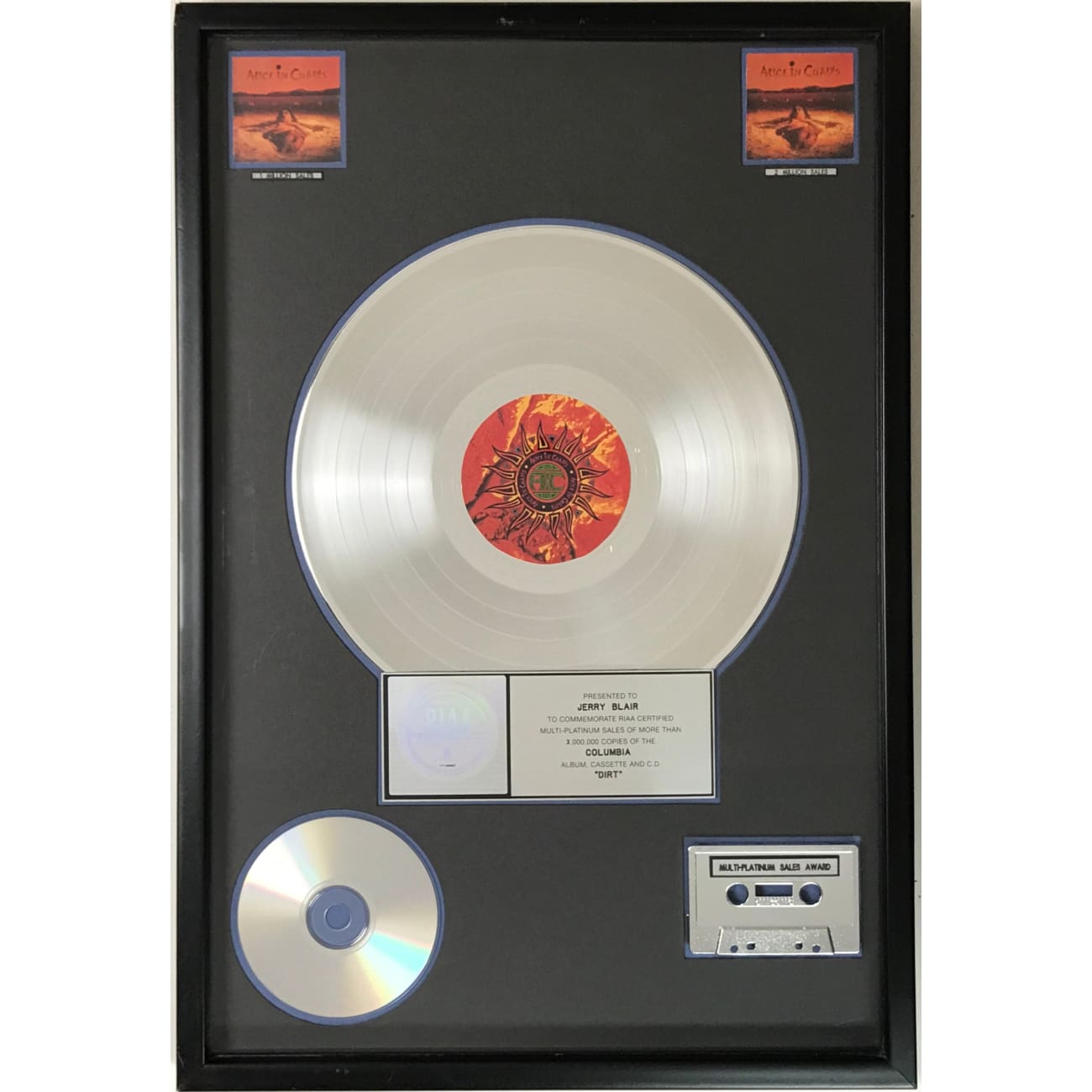 Alice In Chains Dirt 2x Multi-Platinum Album Award - Certified RIAA Recognition for Music Collectors & Fans - Perfect for Display in Home, Office, or Music Studio