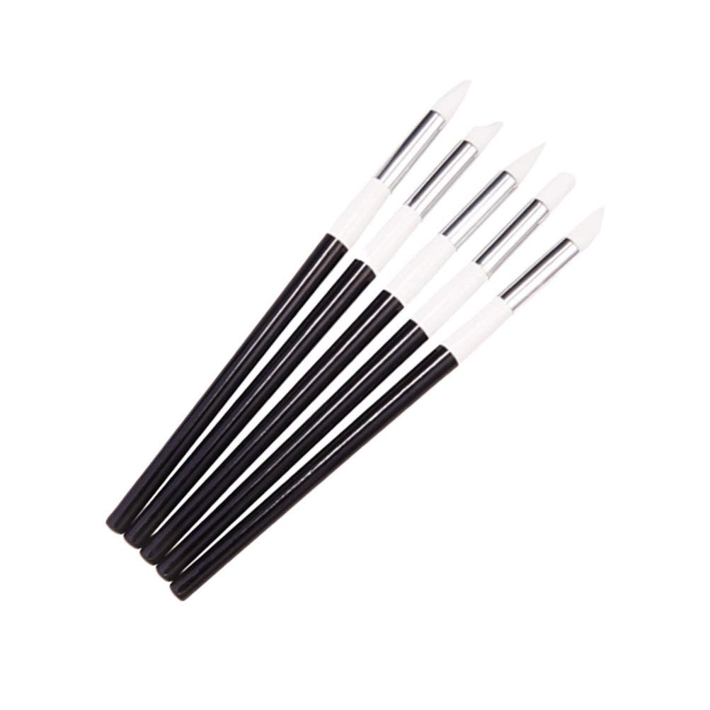 5pcs Nail Art Brush Set - Silicone Polymer Clay Tools & Nail Polish Carving Pens for Professional Manicure - Perfect for Nail Painting, Acrylic Nail Design, and DIY Nail Art at Home or Salon