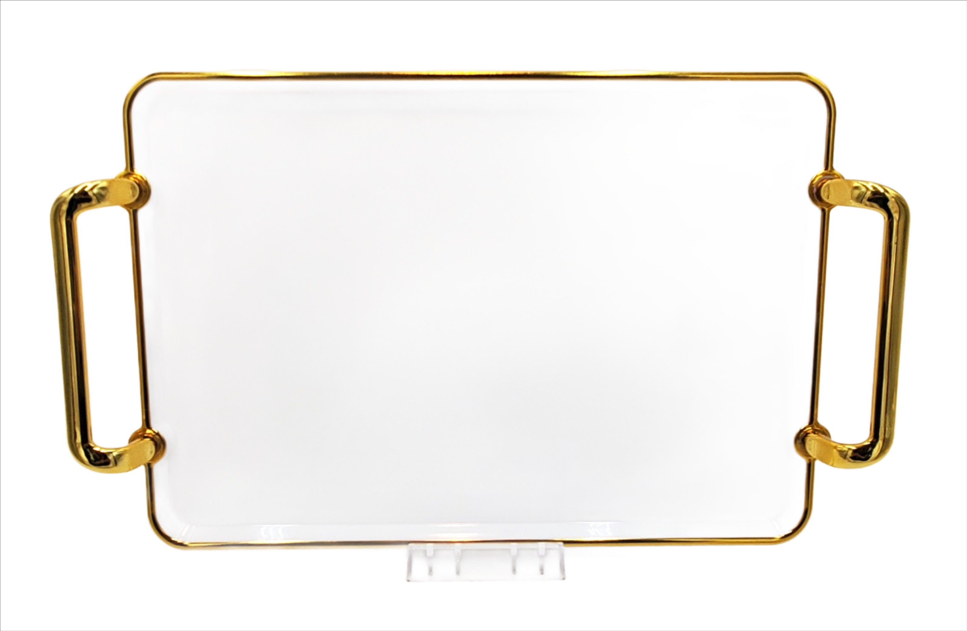 12.5x9 Inch Plastic Serving Tray in White & Gold - Perfect for Parties, Dining, and Home Decor