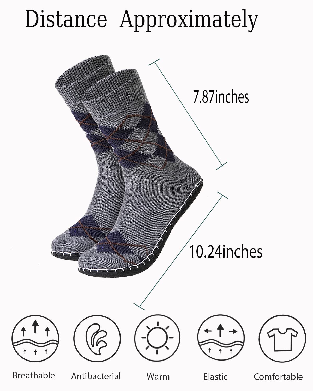 Vihir Men's Non-Slip Slipper Socks - Warm Knitted Indoor House Shoes with Suede Sole for Winter | Cozy Home Wear, Perfect for Lounging & Relaxing