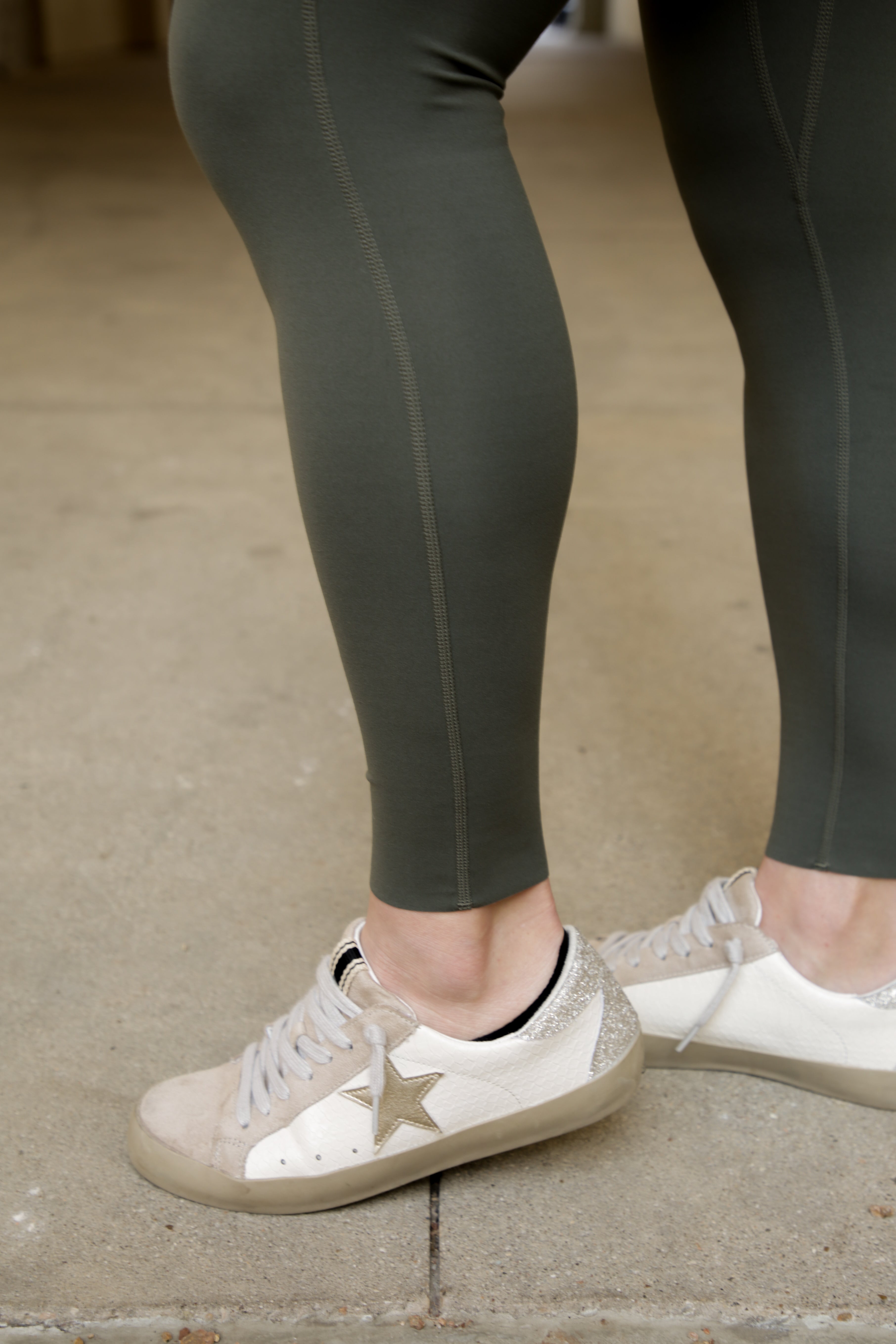 NKD Women's High-Waisted Leggings with Pockets - OD Green Tactical Yoga Pants for Workout, Running & Outdoor Activities