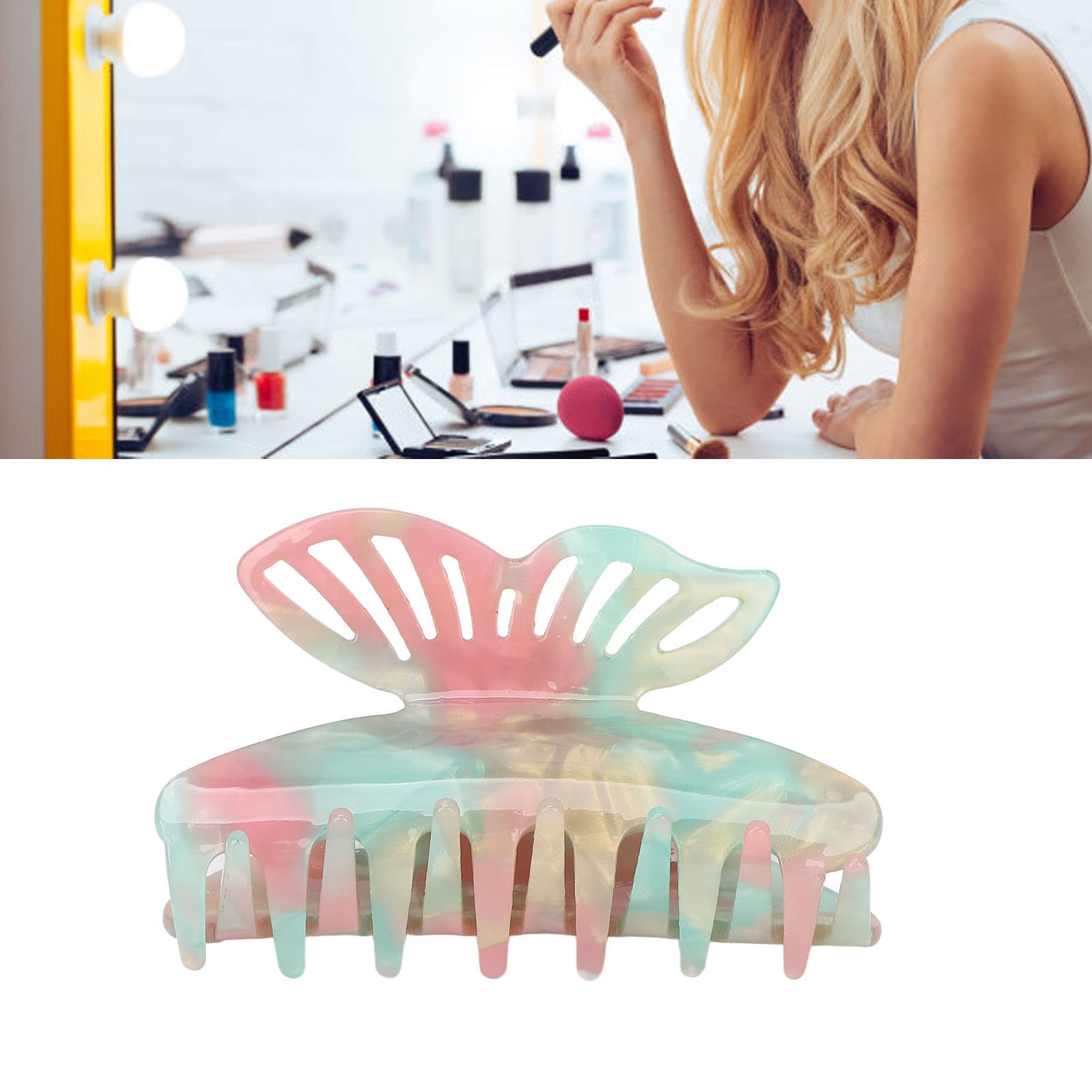 EXCLUZO Hair Claw Clip for Women - Elegant Hair Jaw Clamp Accessory for Styling, Lightweight & Decorative (Amber Green) | Perfect for Updos, Ponytails & Everyday Hairstyles