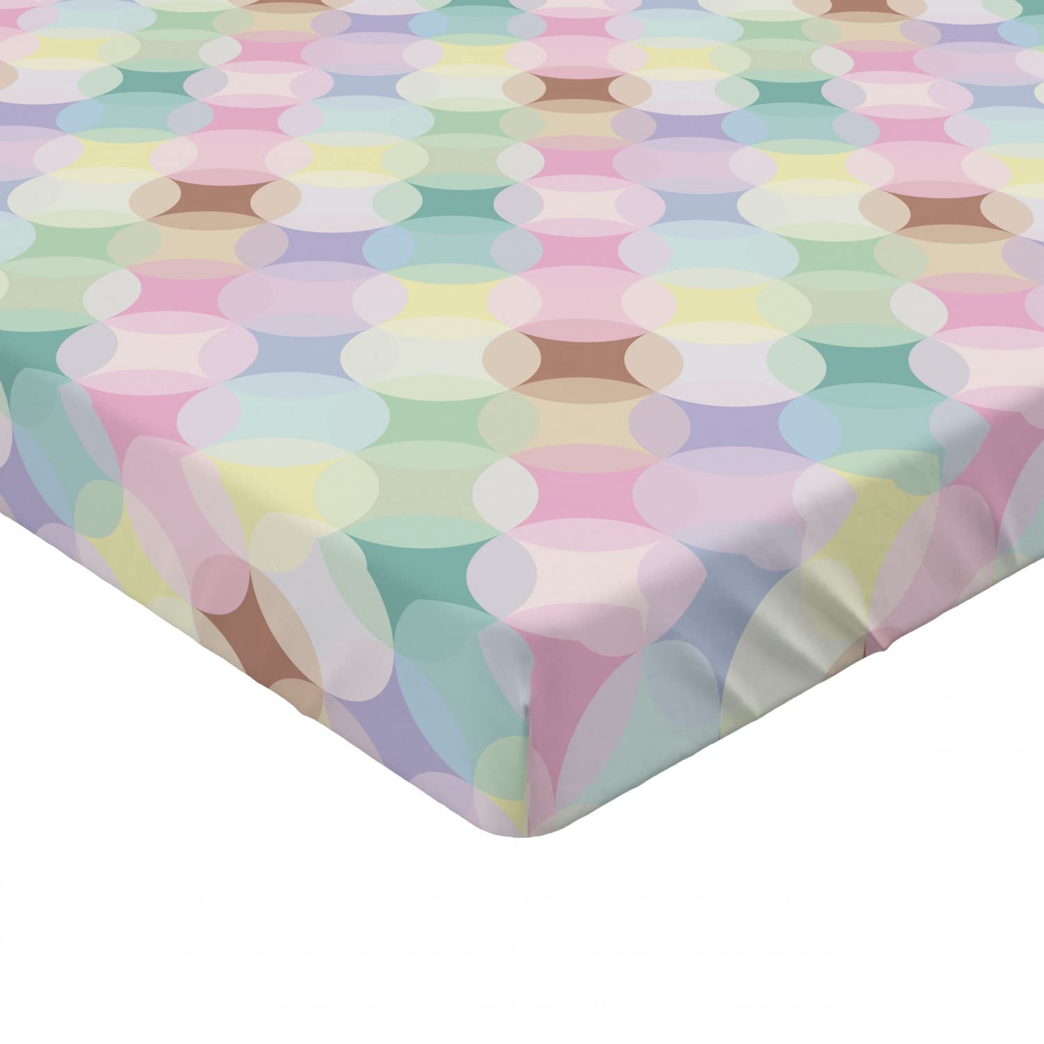Ambesonne Geometric Circle Fitted Sheet - Full Size Soft Abstract Star Pattern Bedding with Deep Pocket Elastic - Perfect for Modern Bedrooms, Guest Rooms & Dorm Decor