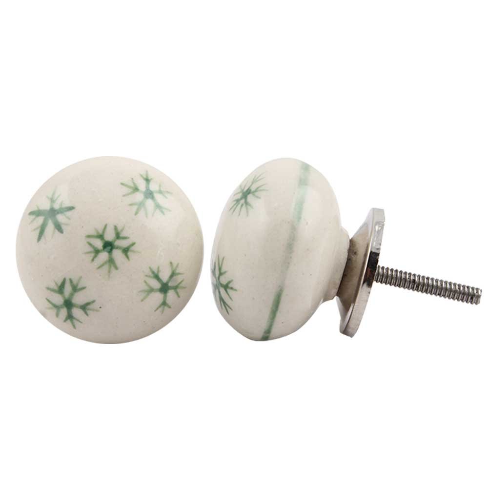 4-Piece Hand-Finished Ceramic Drawer Knobs - Snowflake Design White Cabinet Hardware for Kitchen, Dresser & Bathroom - Luxury Decorative Pulls for Home Decor