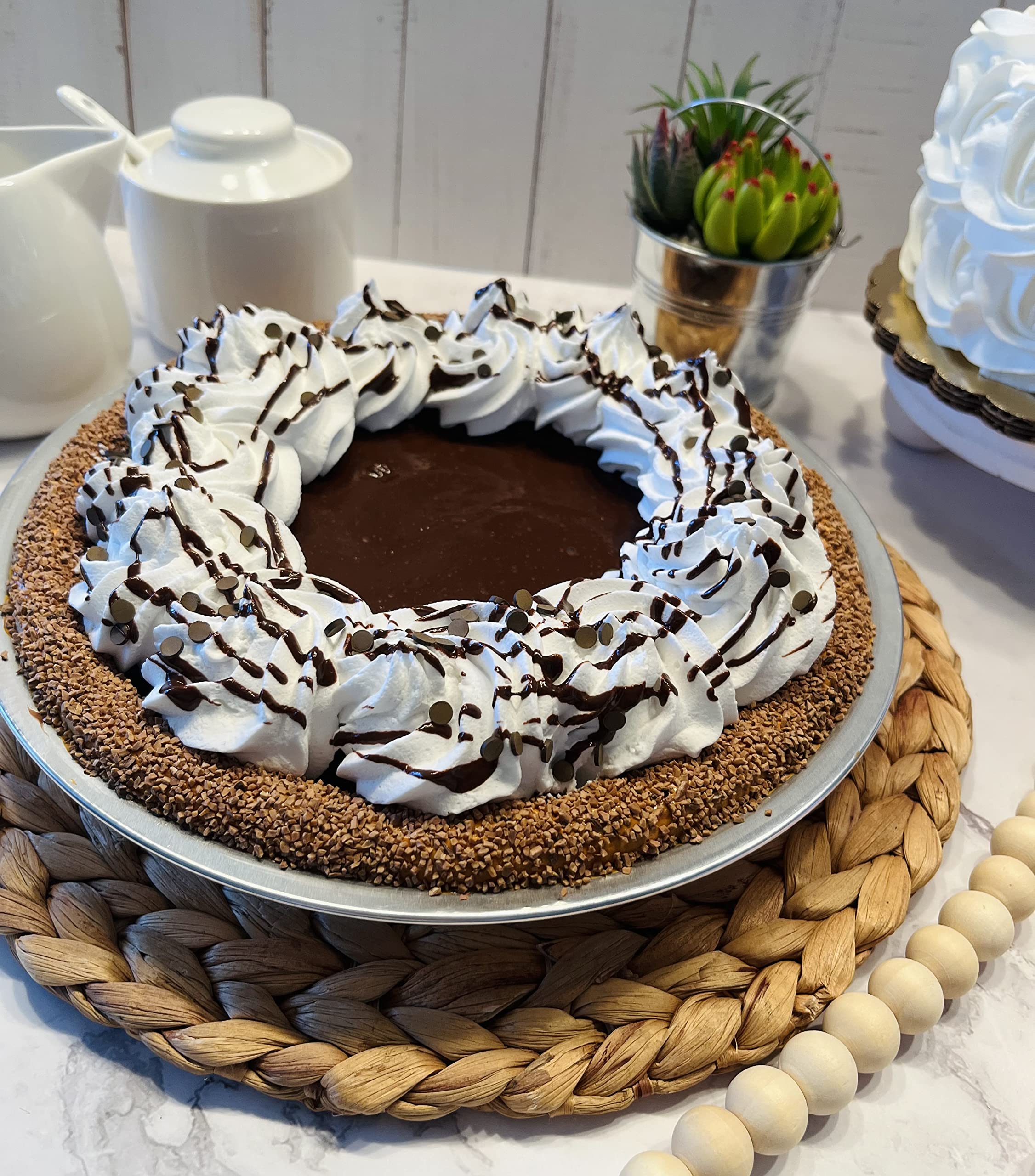 Artificial Cupcakes & Fake Cakes for Display - Realistic Faux Cake Decorations - Home & Kitchen Fake Desserts - Chocolate Cream Pie Display - Perfect for Wedding Centerpieces, Bakery Displays & Home Decor