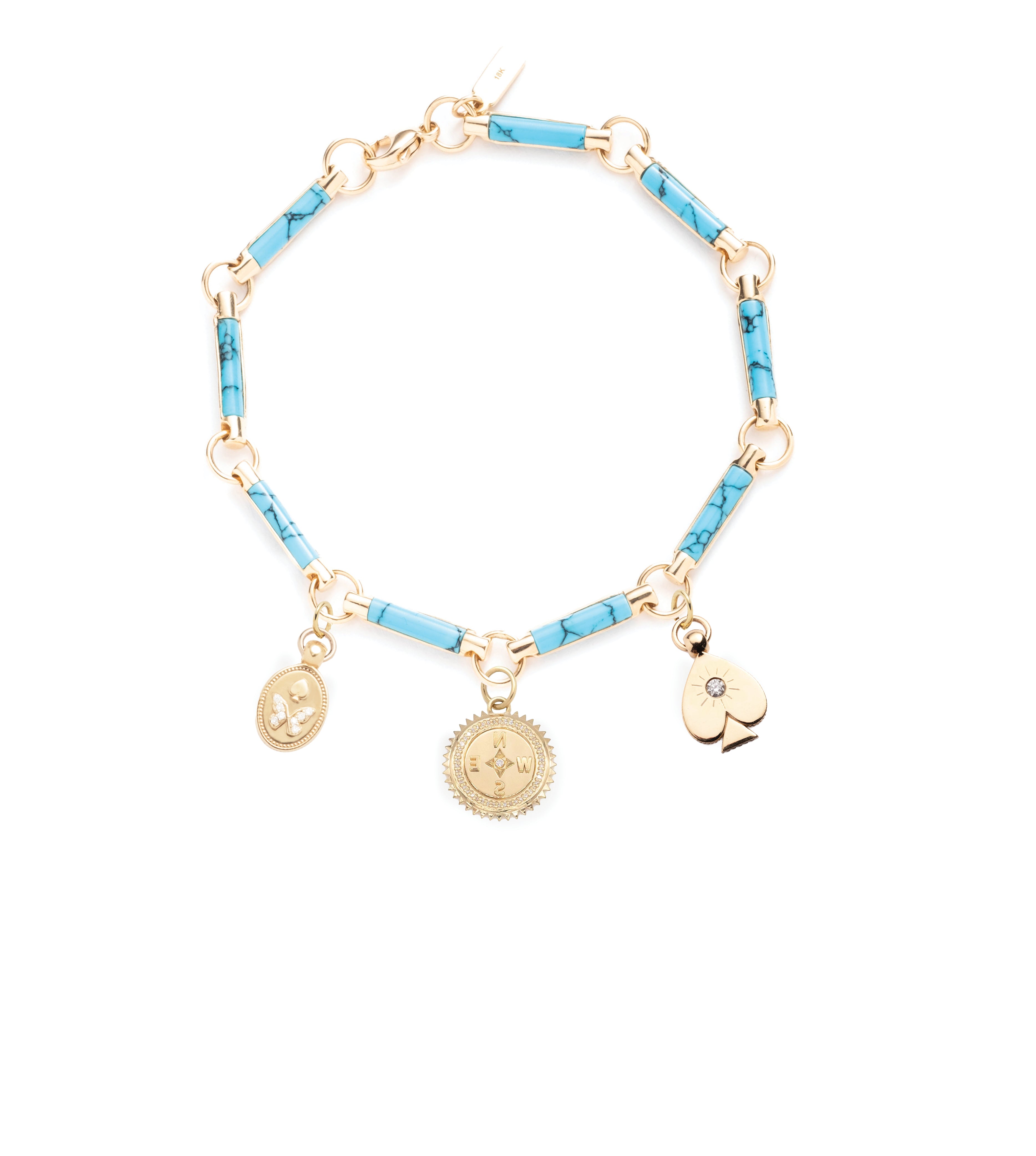 Element Chain Bracelet Turquoise - Internal Compass, Reverie & Spade | Boho Jewelry for Women, Spiritual Healing Accessory | Perfect for Meditation, Yoga & Festival Outfits