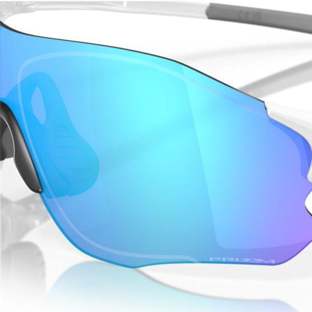 Oakley EVZero Path Sunglasses - Low Bridge Fit, Polished White Frame with Prizm Sapphire Lenses (Model 0OO9313 931315) for Running, Cycling & Outdoor Sports