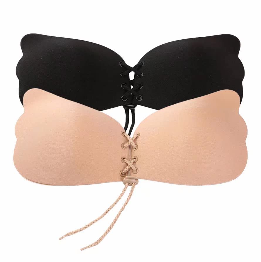 LOTWY 2 Pairs Strapless Bras for Women - Sticky Adhesive Bra Invisible Reusable Nipple Covers - Perfect for Backless Dresses, Wedding Gowns & Swimwear