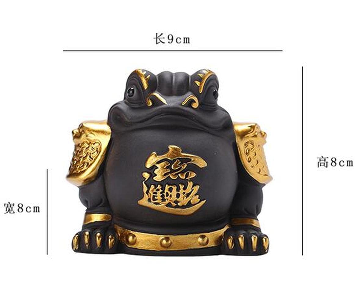 8cm Purple Sand Golden Toad Tea Pet - Feng Shui Lucky Money Toad Decor for Tea Ceremony | Tea Table Accessory for Good Fortune & Wealth | Perfect for Zen Tea Rooms, Home Office Desk & Gift Giving