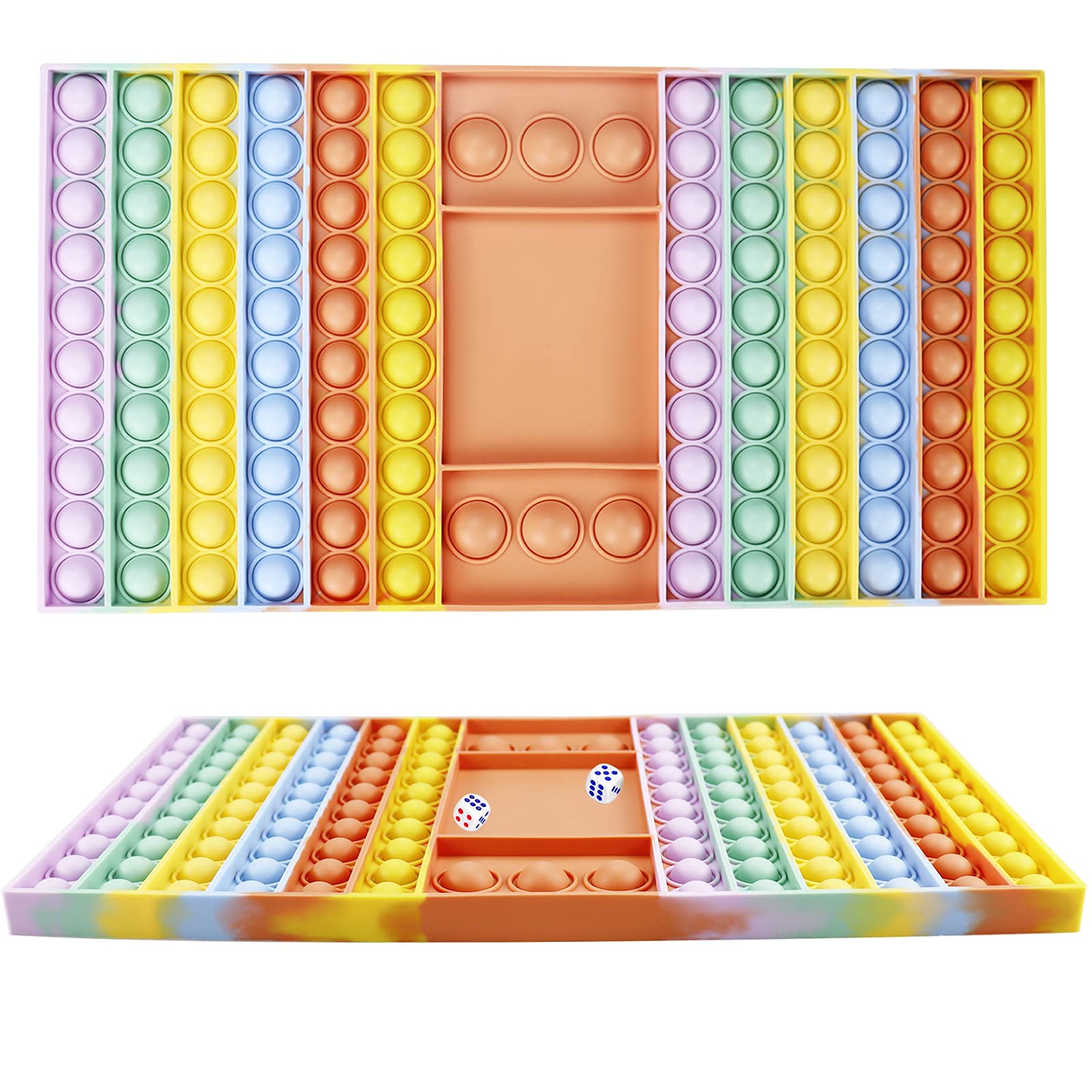 Rainbow Pop Game Fidget Chess Board - Large Silicone Bubble Popper for Stress Relief & Anxiety Reduction - Sensory Toy for Kids & Adults - Perfect for Office, Classroom, and Home Relaxation