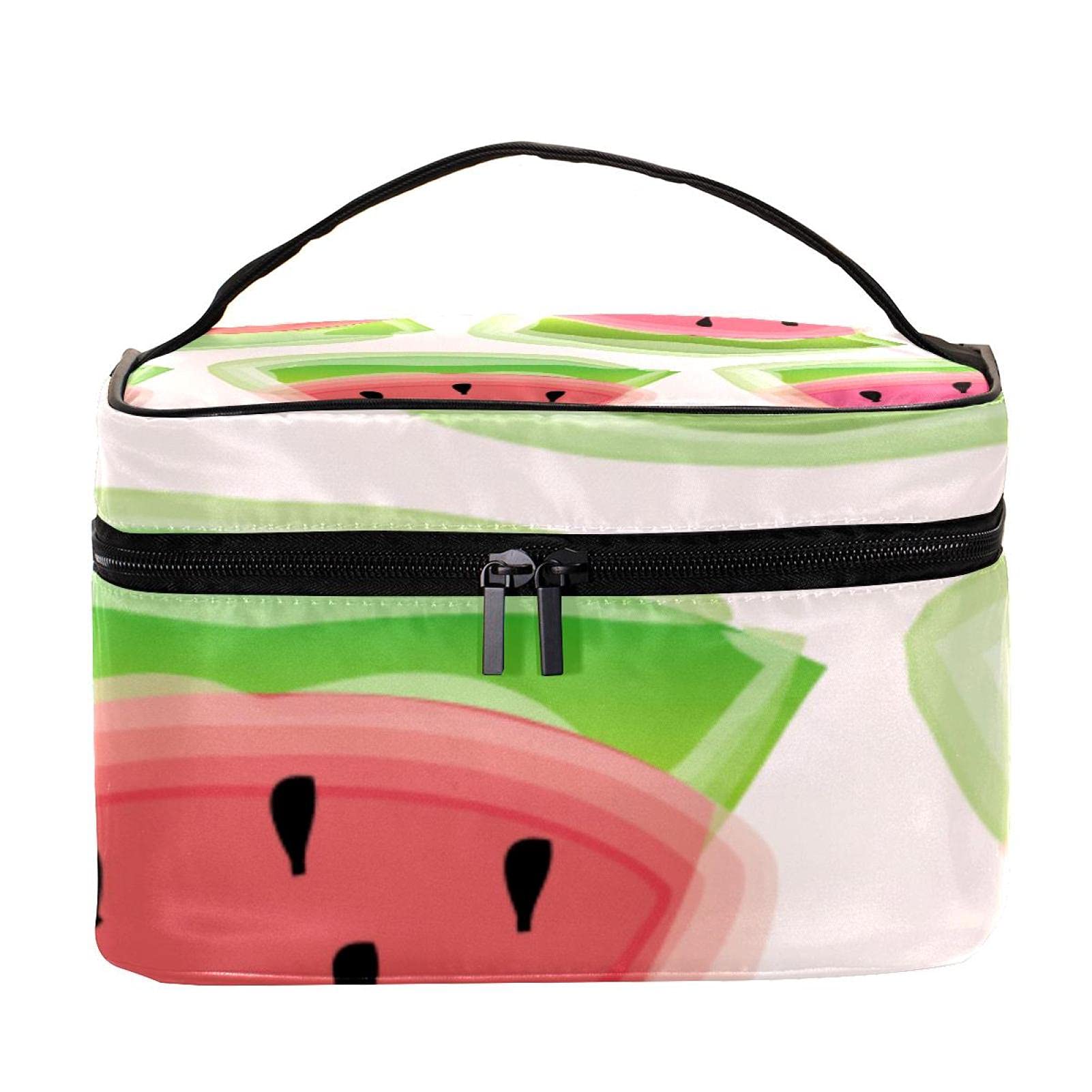 Watermelon Fruit Pattern Waterproof Travel Makeup Bag - Large Cosmetic Organizer with Zipper for Women & Girls | Perfect for Vacation, Gym & Daily Essentials Storage
