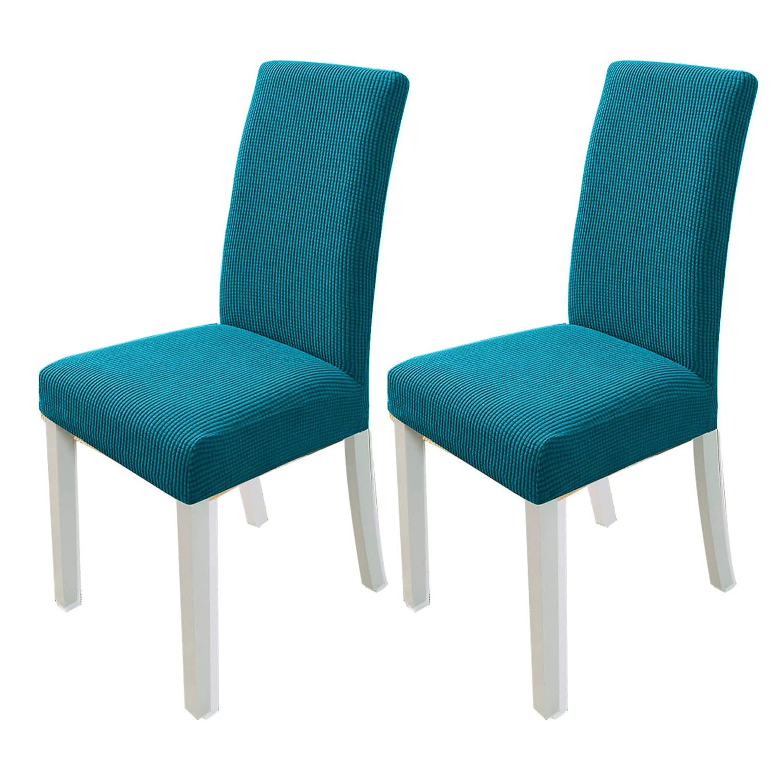 Stretch Spandex Dining Chair Covers - Dark Green Set of 2 - Washable Slipcovers for Kitchen, Wedding, Party & Home Decor