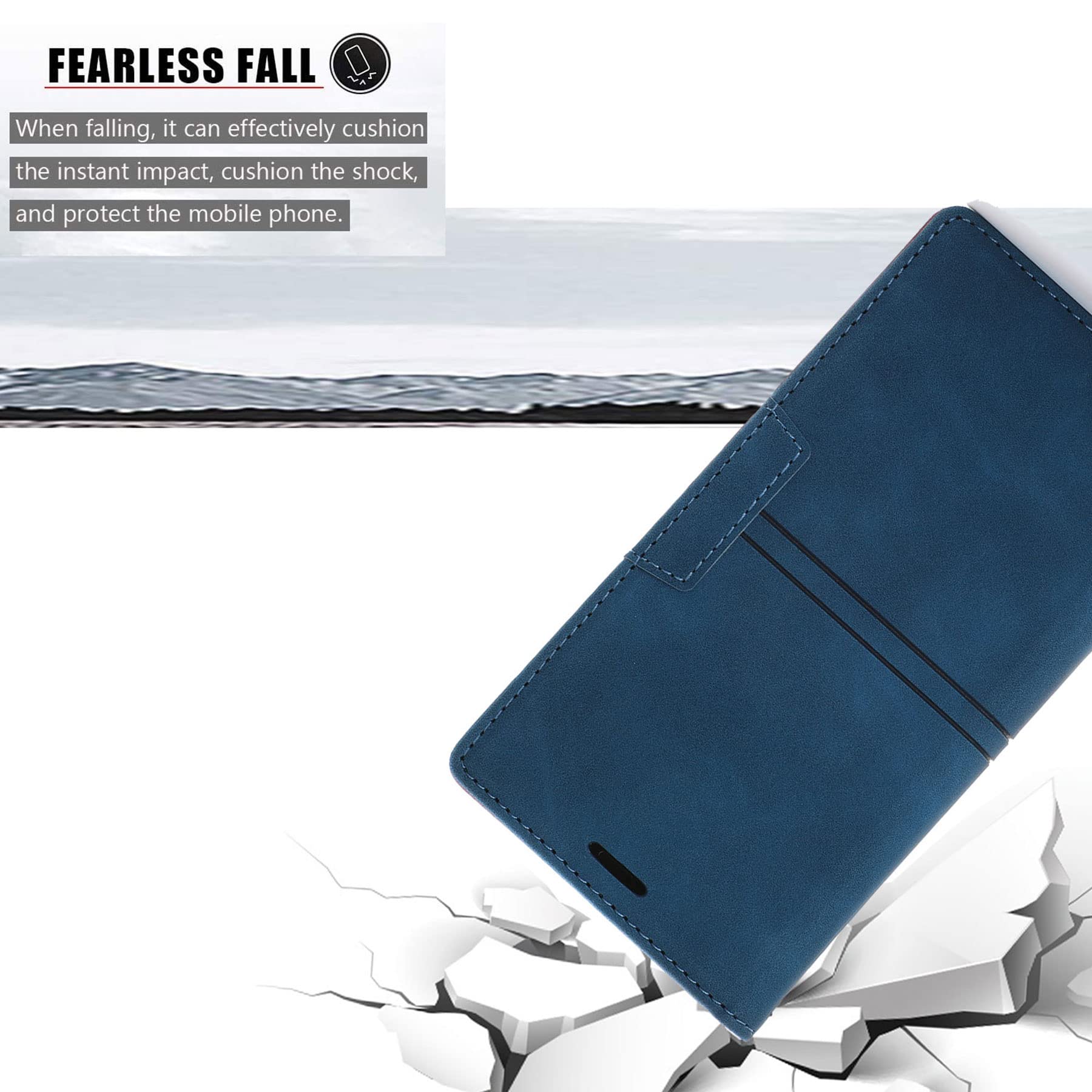 Premium PU Leather iPhone 13 Wallet Case with Card Holder, Kickstand & Shockproof TPU Shell - Blue (6.1 inch) | Perfect for Business, Travel & Everyday Protection