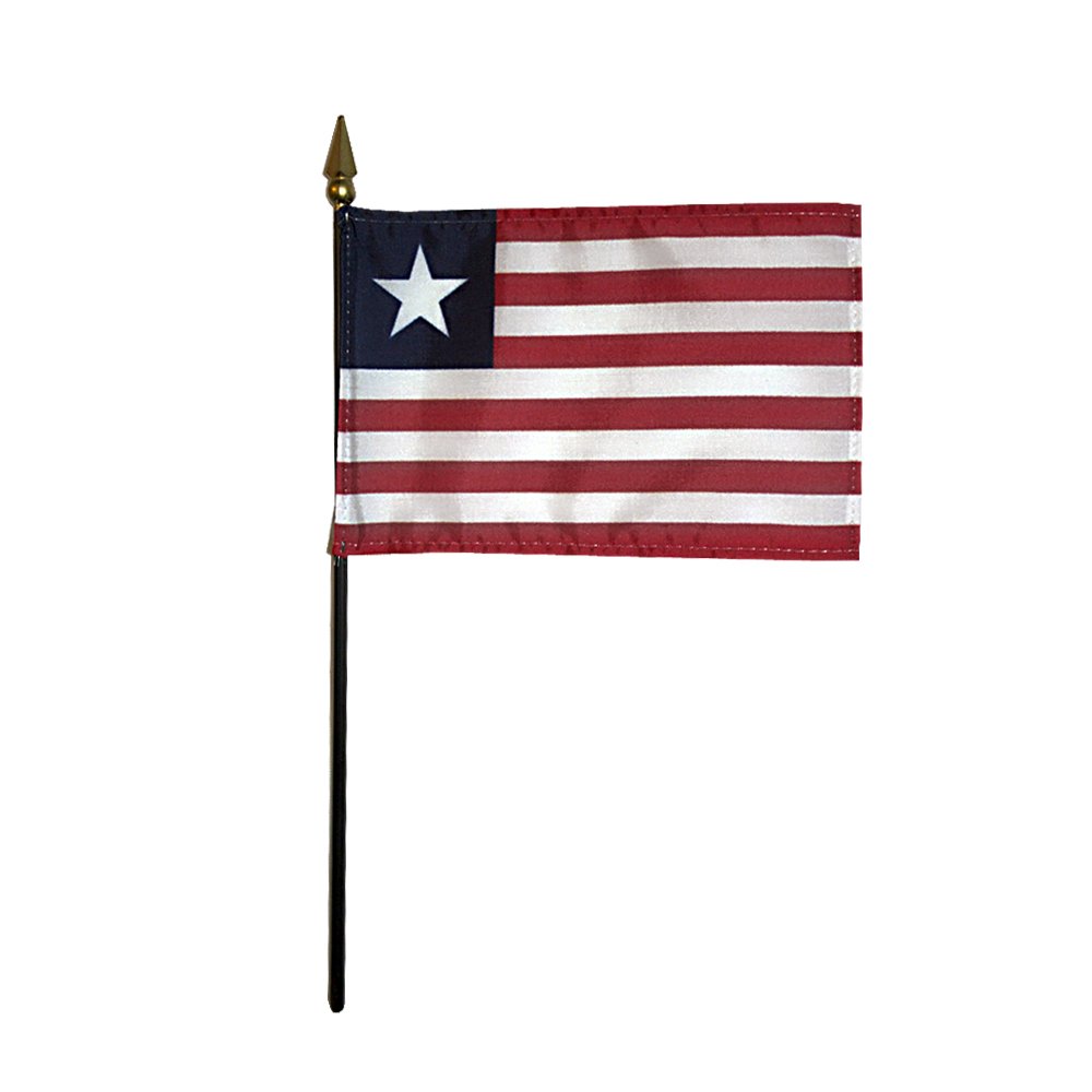 Liberia Flag 4x6 inches - Rayon Fabric with Staff - USA Made by Flags Unlimited - Perfect for Parades, Events & Patriotic Displays