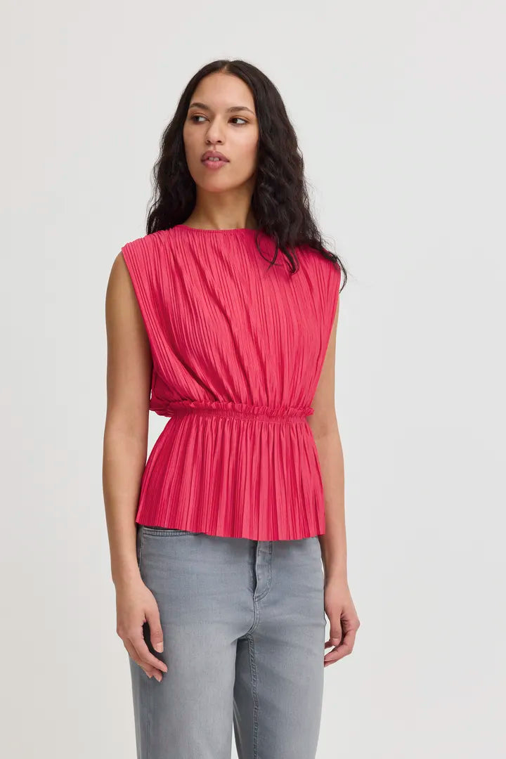 Ivy Sleeveless Top for Women - Bright Rose Summer Blouse, Breathable Casual Shirt for Outfits, Date Night & Beach Wear