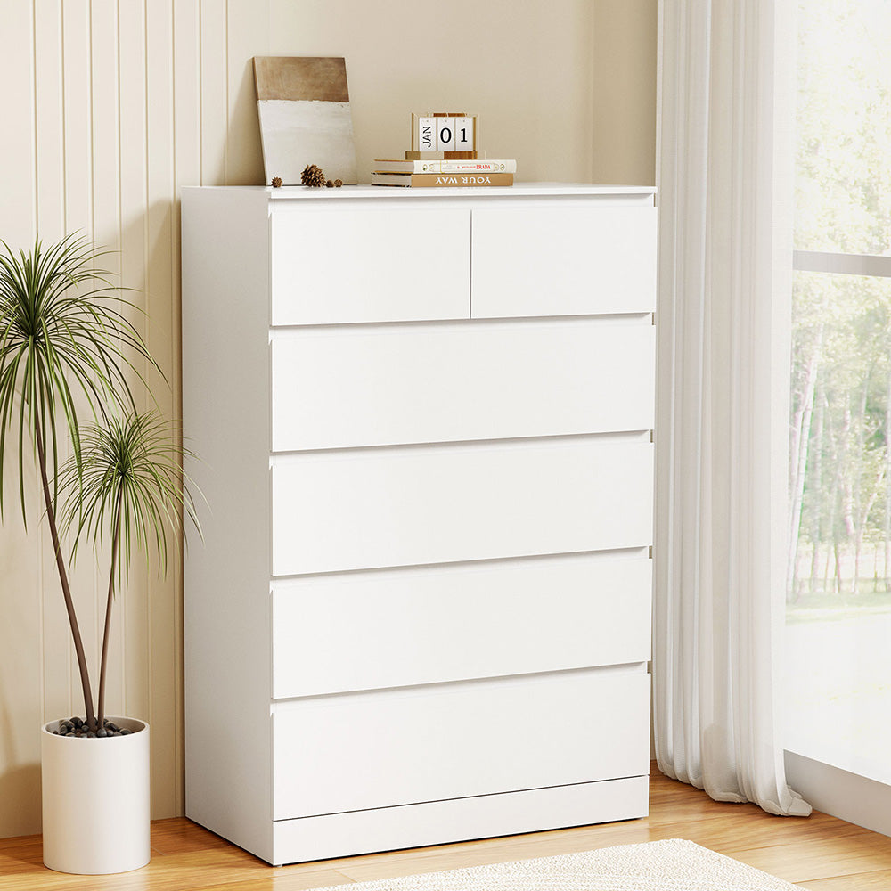 6-Drawer Chest of Drawers - PEPE White Dresser for Bedroom, Living Room & Office Storage Furniture