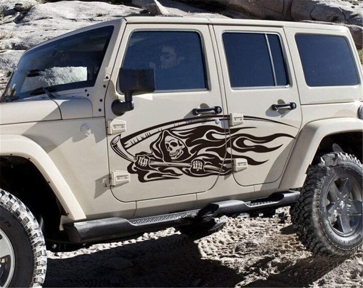 Grim Reaper Car Decal Stickers - 1 Set Premium Vinyl Decals for Car Body & Windows - Universal Fit for All Vehicles - Black Horror-Themed Decoration - Perfect for Halloween, Car Shows & Themed Events