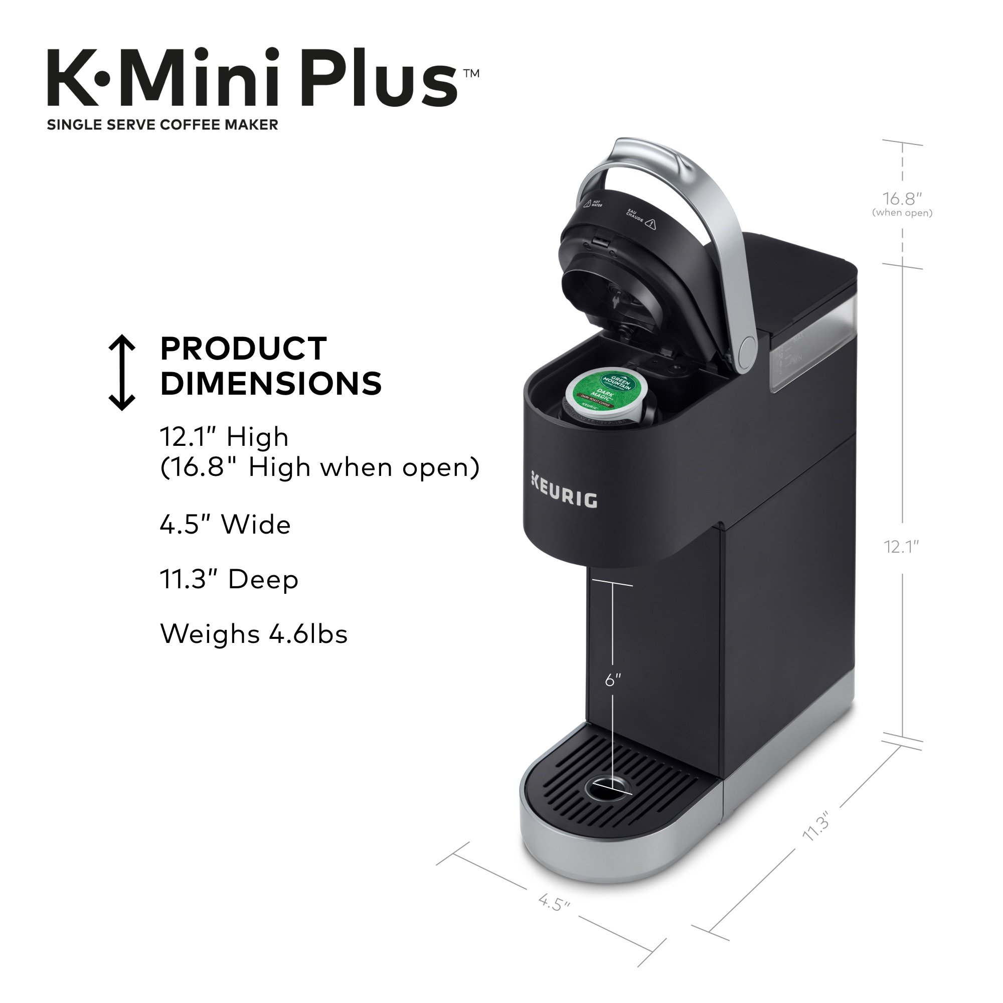 Keurig K-Mini Plus Single Serve Coffee Maker with McCafé Classic Collection Variety Pack (40 K-Cup Pods) - Compact Brewing for Home, Office & Dorm Use