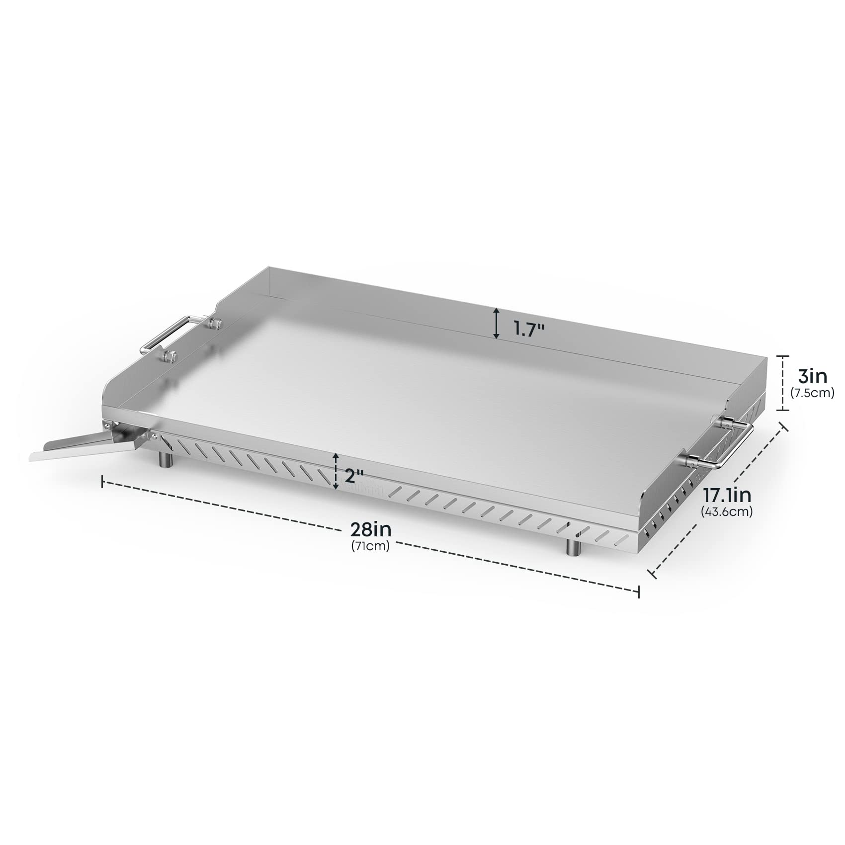 Stanbroil Stainless Steel Flat Top Griddle for Camp Chef 4 Burner Grills - Replacement for FTG600P, FTG900PG - 28