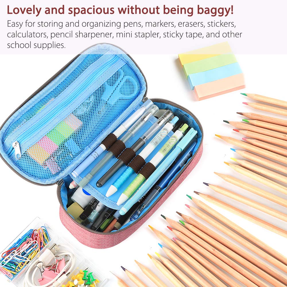 Oxford Pencil Case for School & Office - Red Pen Holder & Desk Organizer for Stationery Supplies | Perfect for Students, Teachers & Professionals