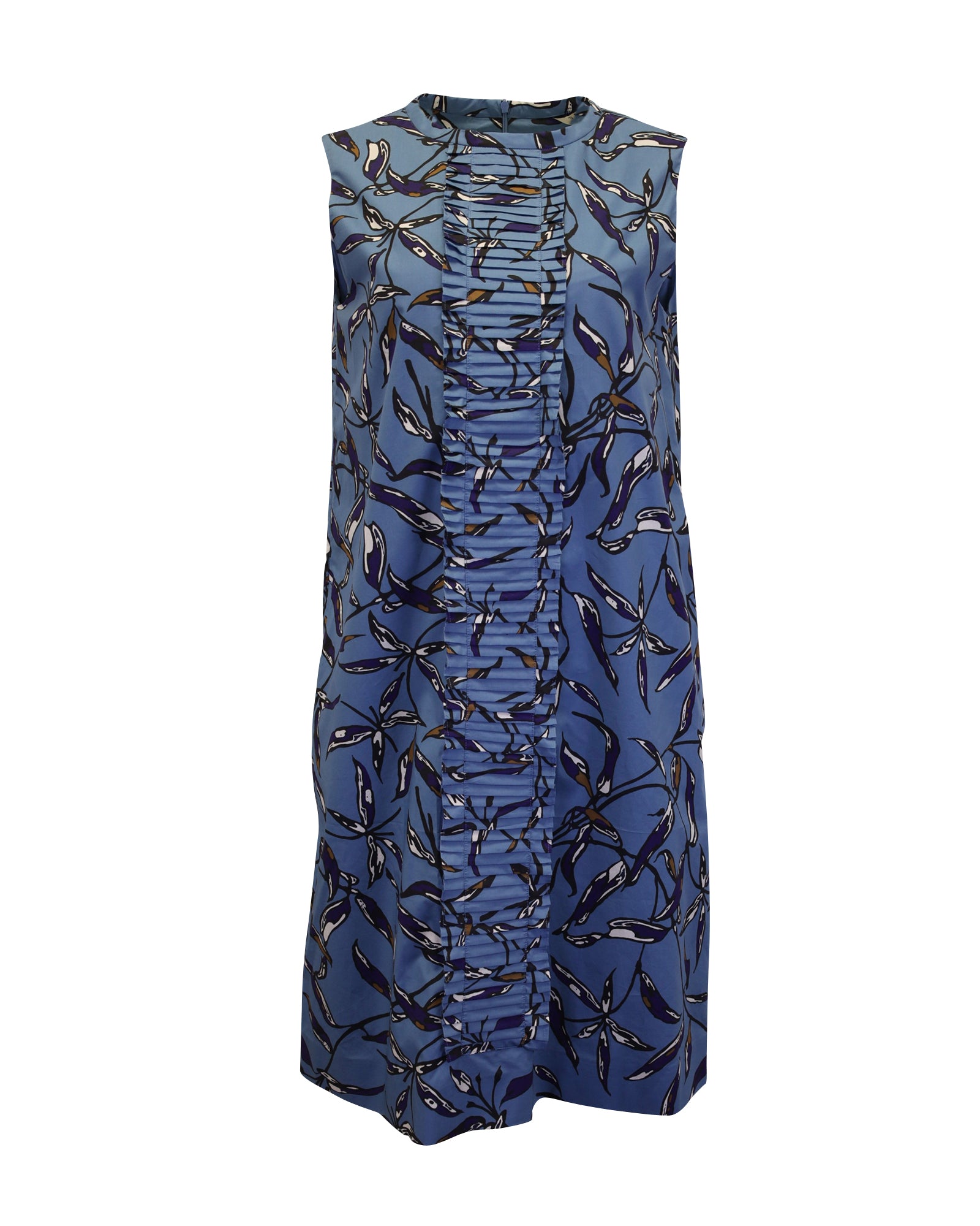 Max Mara Nola Sleeveless Blue Cotton Printed Shift Dress - Perfect for Summer Parties, Office Wear & Casual Outings