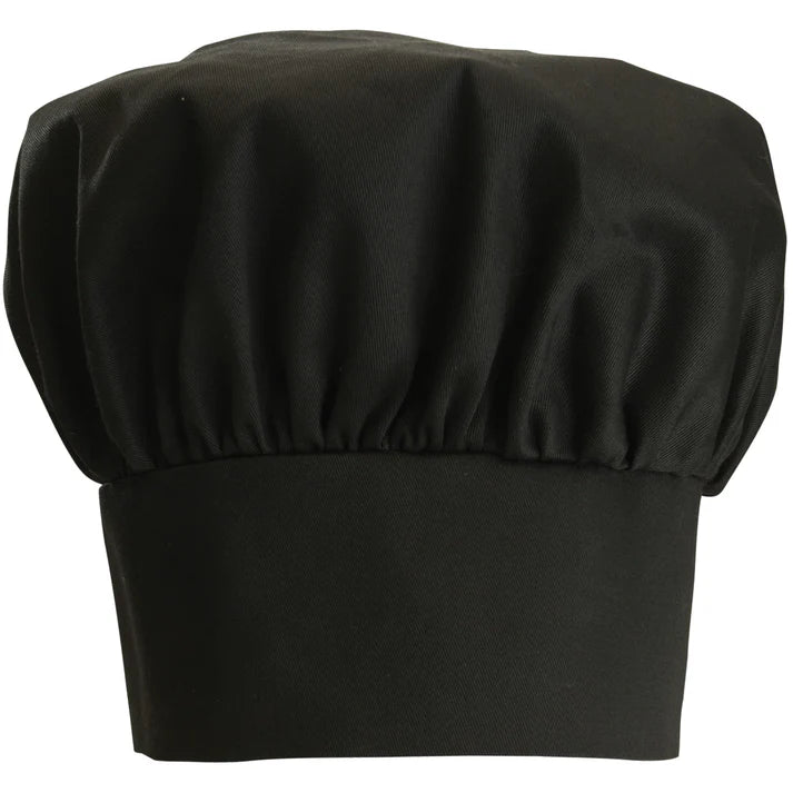 Winco 13 Chef Hat - Professional Black Cotton Chef Cap for Cooking & Baking - Perfect for Restaurants, Culinary Schools & Home Kitchens