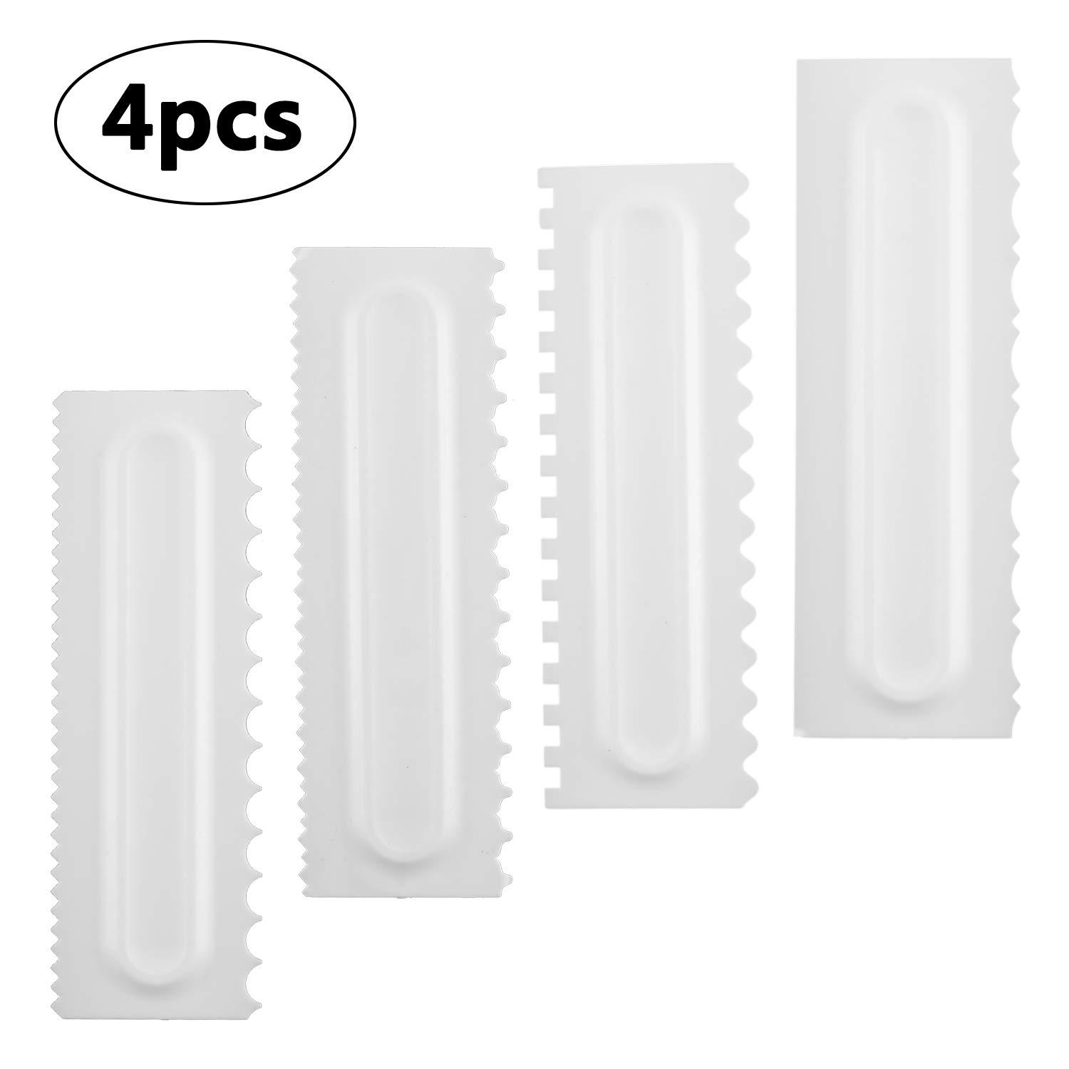 Hofumix 4-Piece Cake Scraper Set - Stainless Steel Cake Decorating Comb, Icing Smoother, Cake Edge Tool & Cream Spatula for Professional Baking, Cake Decorating & DIY Kitchen Use - Perfect for Birthday Cakes, Wedding Cakes & Home Baking Projects
