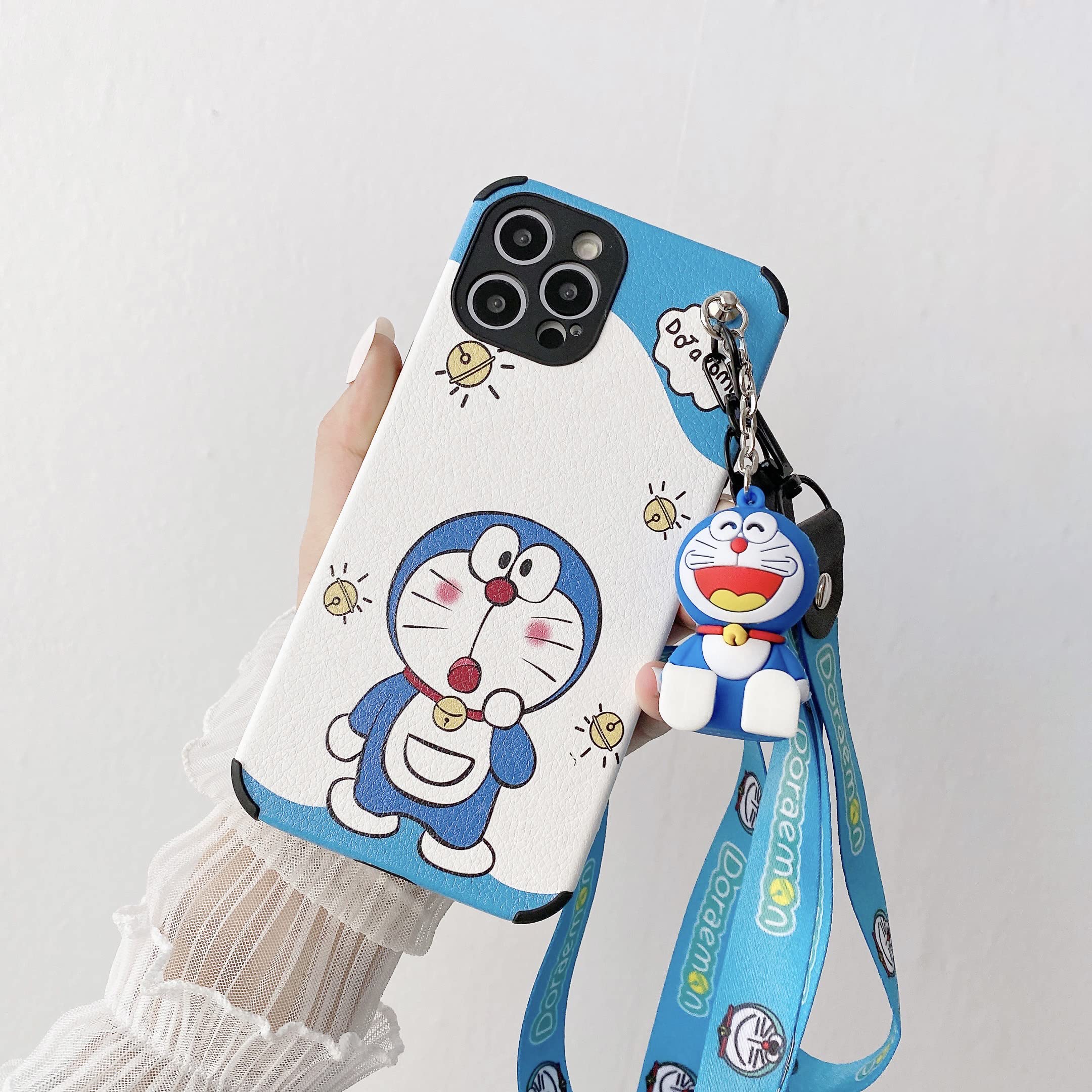MOQINO Cartoon Shockproof iPhone 13 Case - Soft TPU Lambskin Cover with Stand Holder & Neck Strap Lanyard | Perfect for Daily Use, Travel & Outdoor Activities (Style 2)