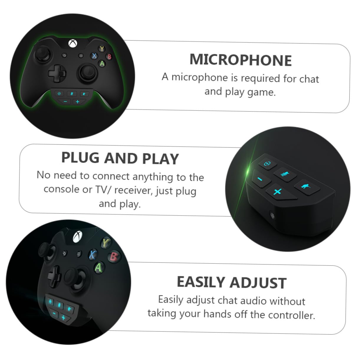 HEMOTON 3-Pack Stereo Headphone Adapter for Gaming Controllers - Lightweight ABS Audio Controller Accessory with Synchronous Sound | Perfect for PS4, Xbox & PC Gaming Headsets