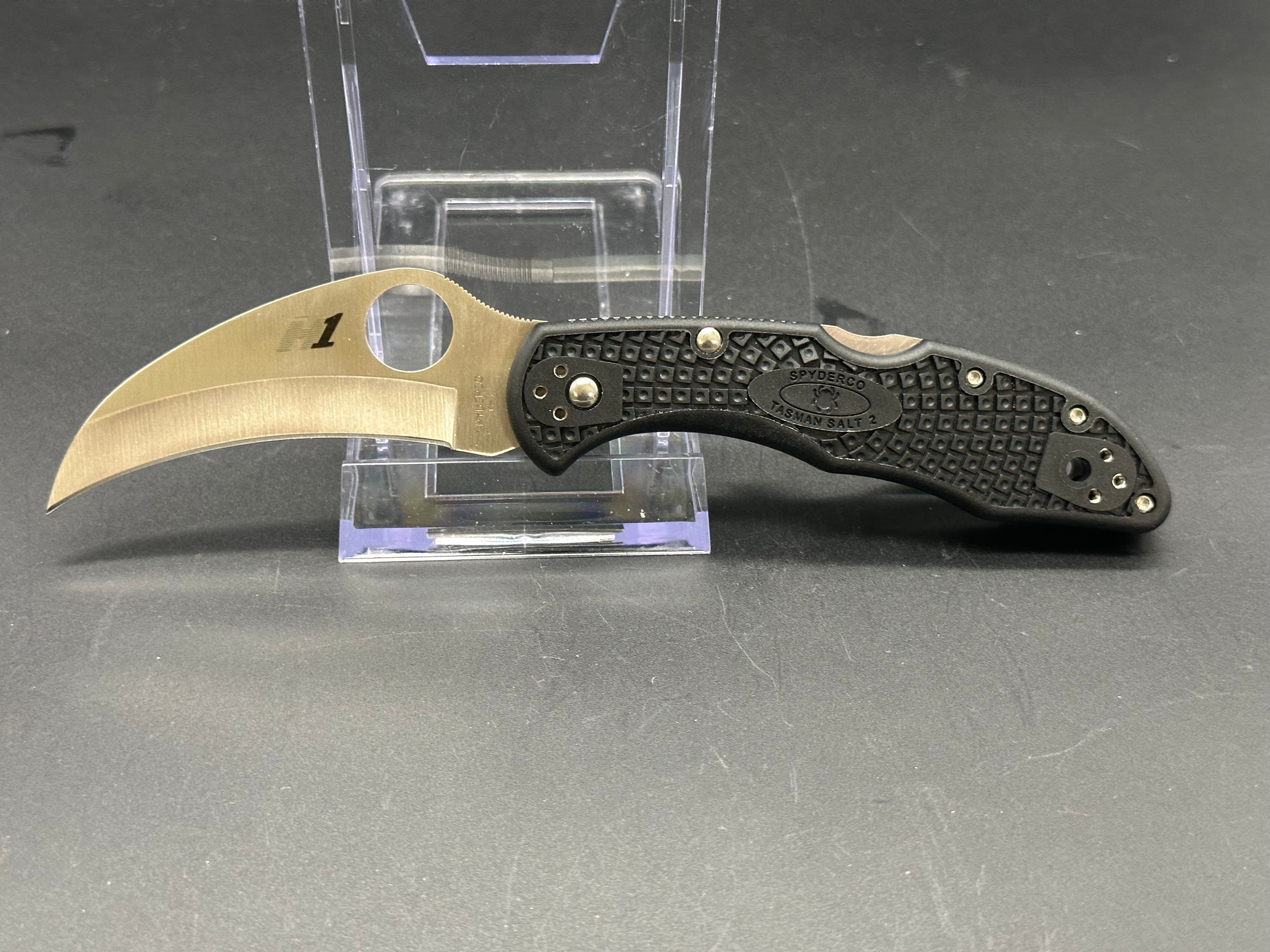 Spyderco Tasman Salt 2 Folding Knife - H1 Steel Blade, Rust-Proof, Lightweight EDC Pocket Knife for Outdoor, Camping, Fishing & Survival Gear