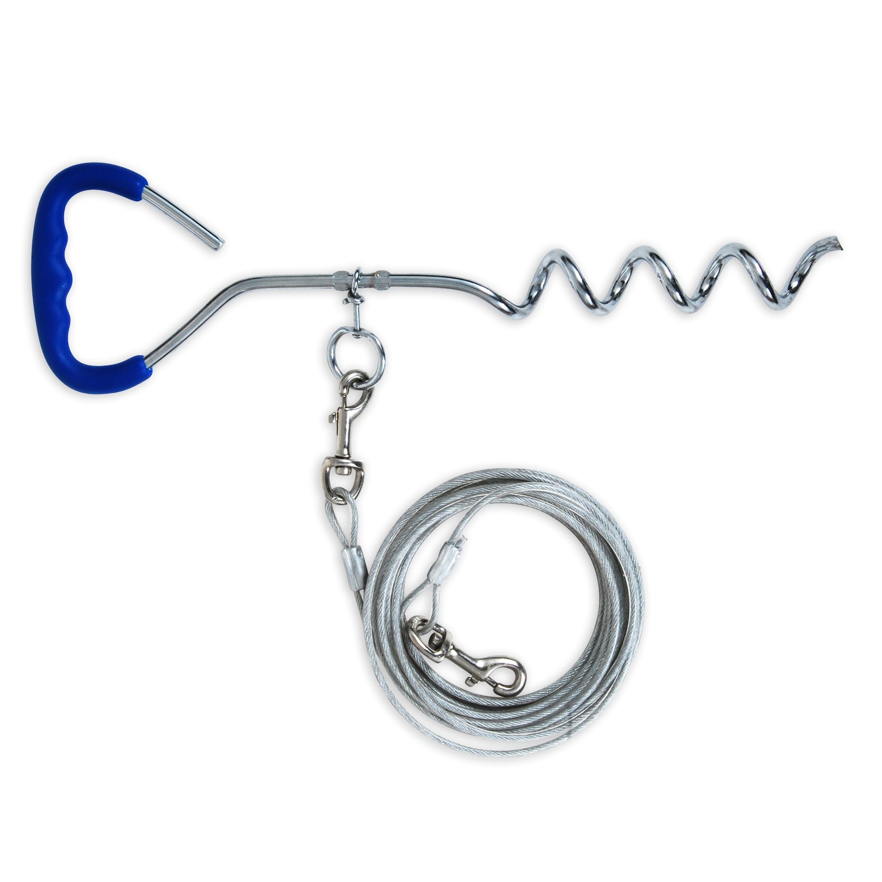 Aspen Pet EasyTurn Stake with Tie Out - Heavy Duty Dog Tie Out Anchor for Yard, Camping, and Outdoor Use - Secure and Durable Pet Stake for Dogs