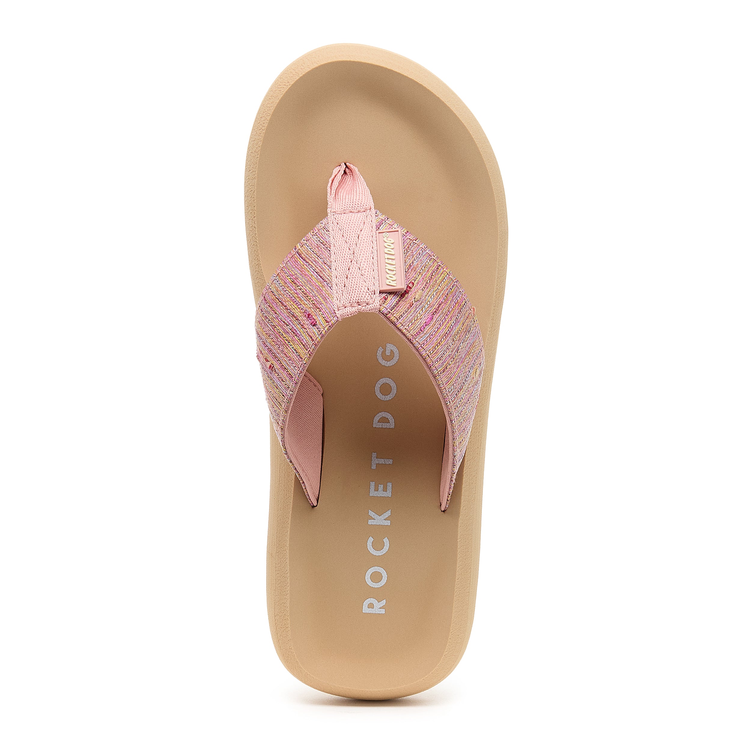 Spotlight Pink Perry Stripe Flip Flops - Women's Comfortable Beach Sandals for Summer, Poolside, and Vacation Travel