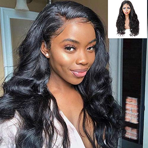 150% Density Body Wave Lace Front Wig for Black Women - 10A Unprocessed Virgin Brazilian Human Hair with Pre-Plucked Hairline & Baby Hair - 24 Inch Natural Looking Lace Frontal Wig for Daily Wear, Parties & Special Occasions