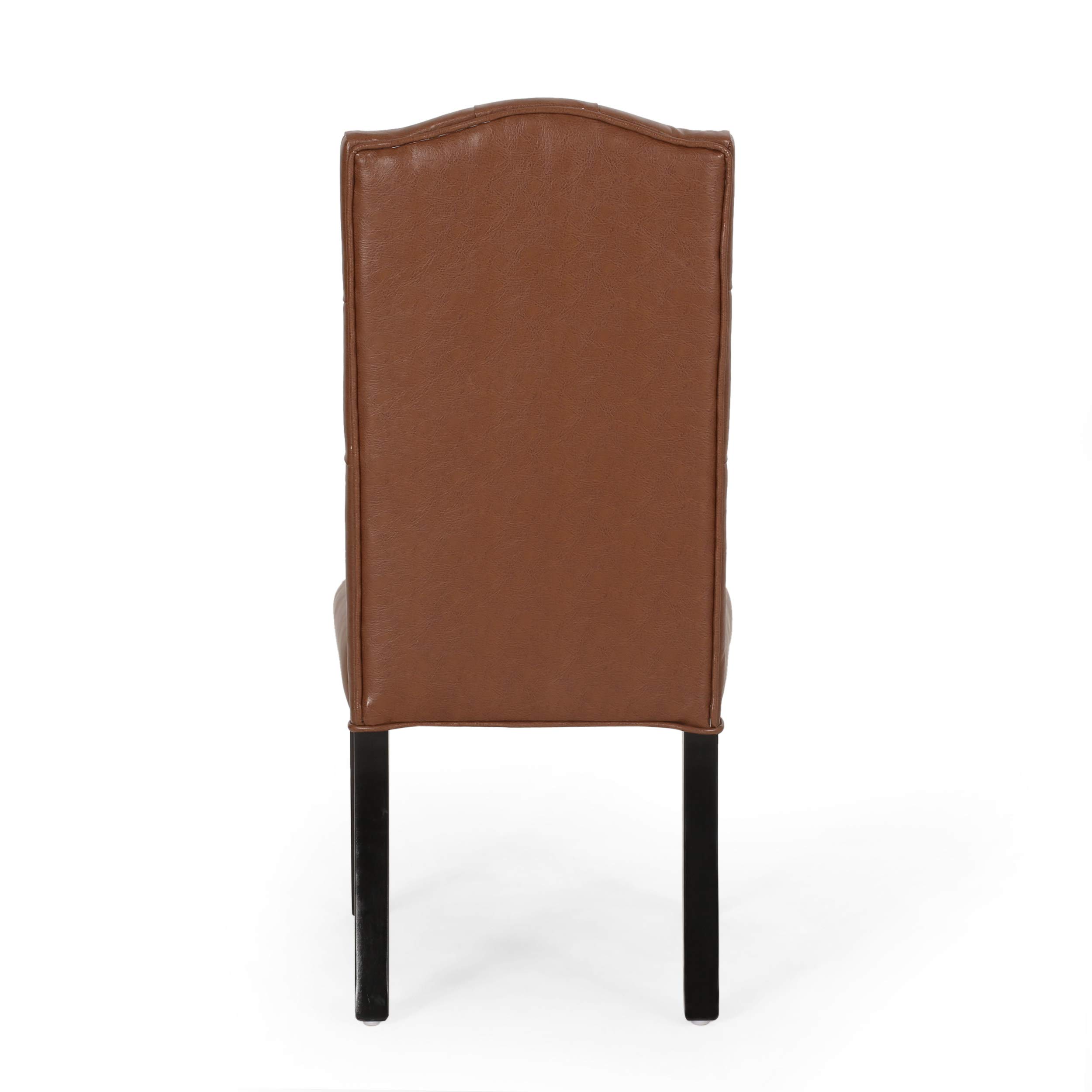 Christopher Knight Home Harriet Dining Chair Set - 2 Pack, Cognac Brown & Dark Brown Faux Leather Upholstered Chairs for Dining Room, Kitchen, Breakfast Nook & Home Office