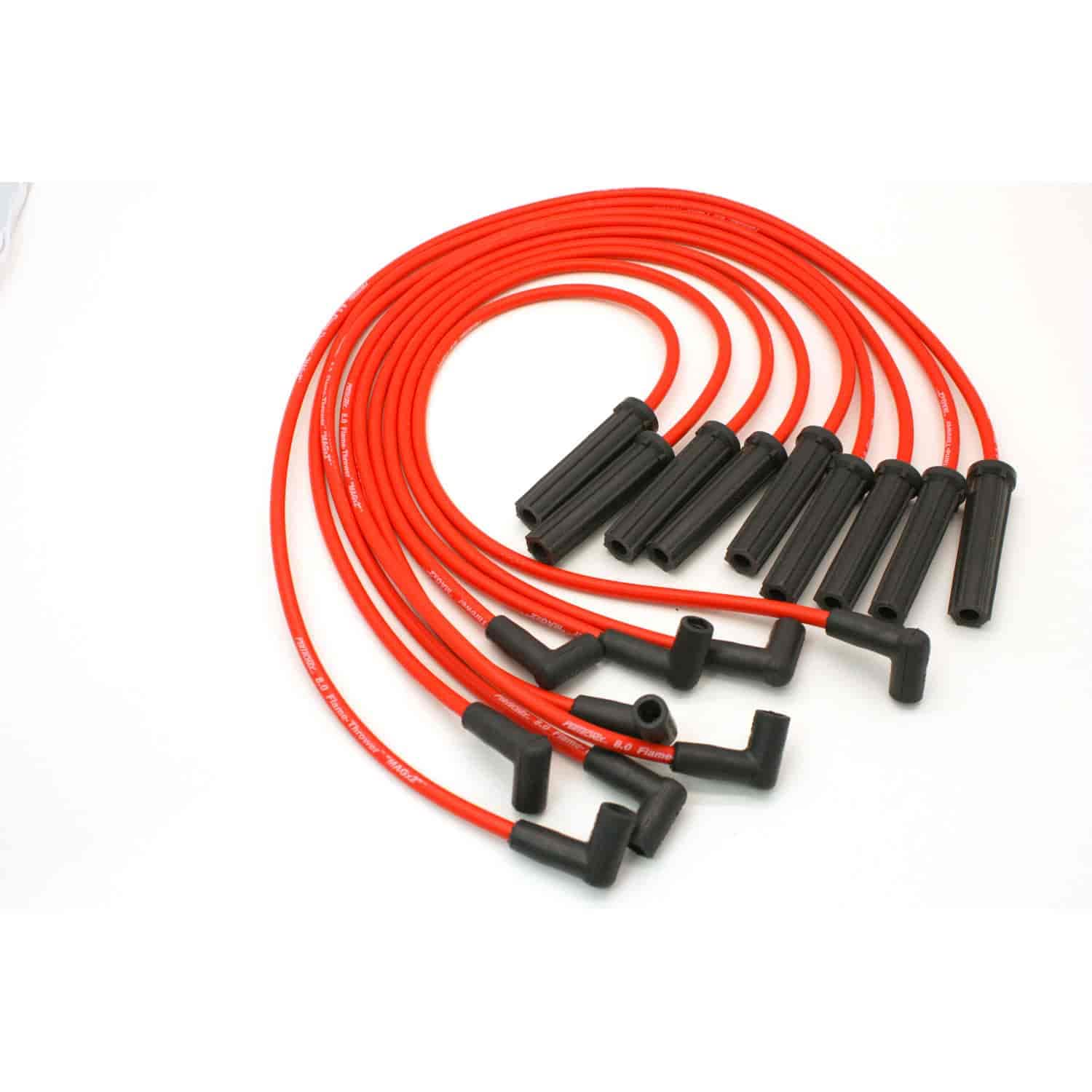Pertronix 808418 Flame-Thrower Red 8mm Spark Plug Wires for 8-Cylinder Engines - High Performance Ignition Wires for Muscle Cars, Hot Rods & Classic Vehicles