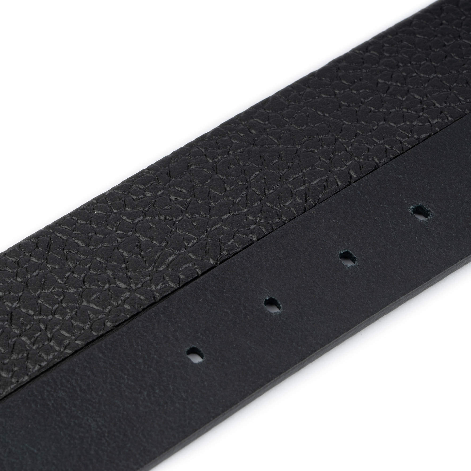 Men's Black Pebble Leather Belt Strap Replacement for Ferragamo Buckle | Premium Genuine Leather Dress Belt for Business & Formal Wear