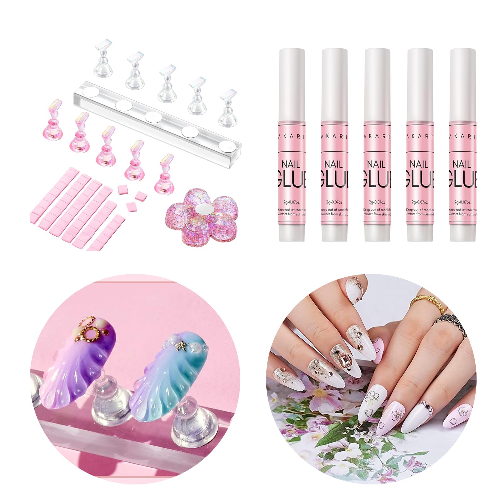 Makartt Professional Acrylic Nail Stand - Magnetic Nail Practice Stand with Super Strong Nail Glue Kit for Press On Nails & Nail Tips - Perfect for Salon Training, DIY Manicures & Nail Art Practice at Home
