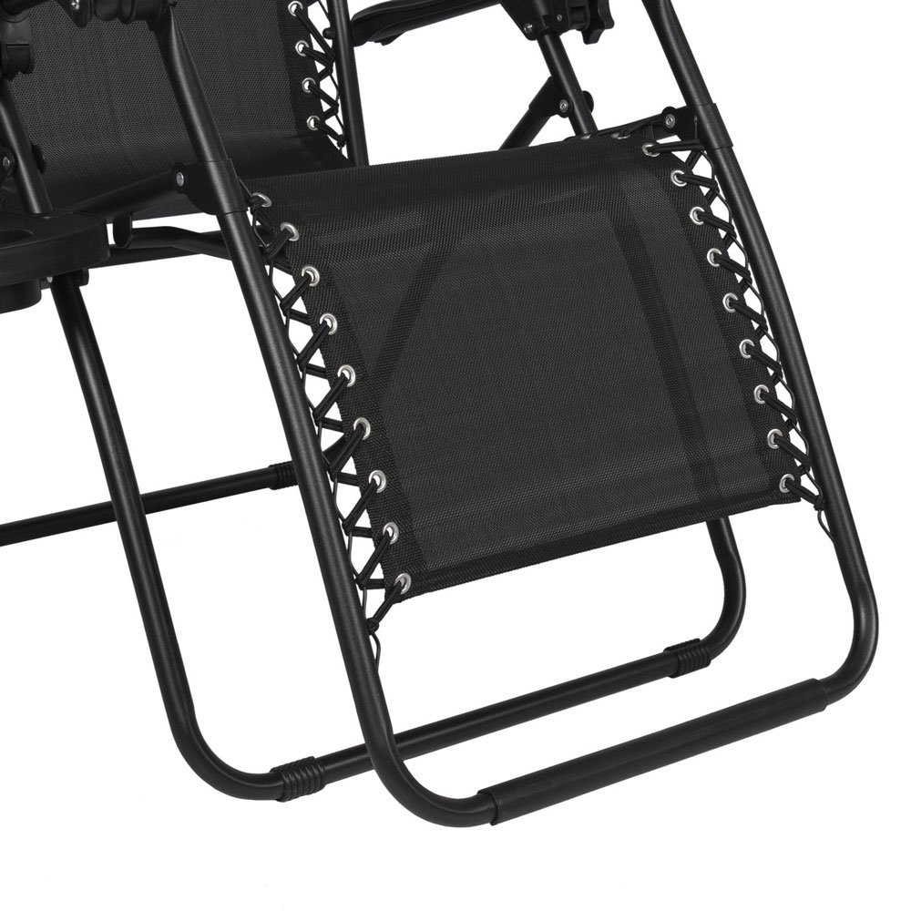 HomVent 2PC Zero Gravity Lounge Chair - Adjustable Reclining Patio Chair with Cup Holder & Pillows, Foldable Outdoor Relaxation Chair for Deck, Backyard, Beach, Poolside & Camping (Black)